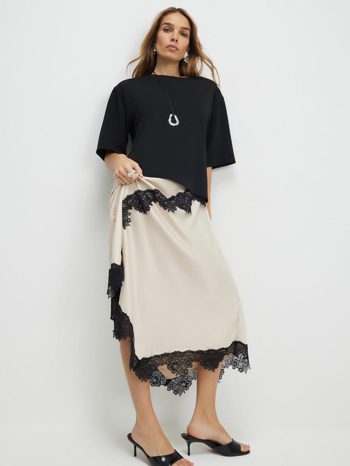 River Island Lace Hybrid T-shirt Maxi Dress - Cream | Very