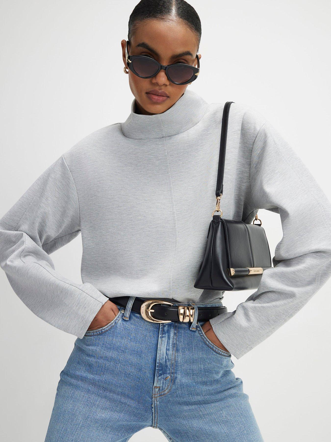 River Island Funnel Neck Top - Grey