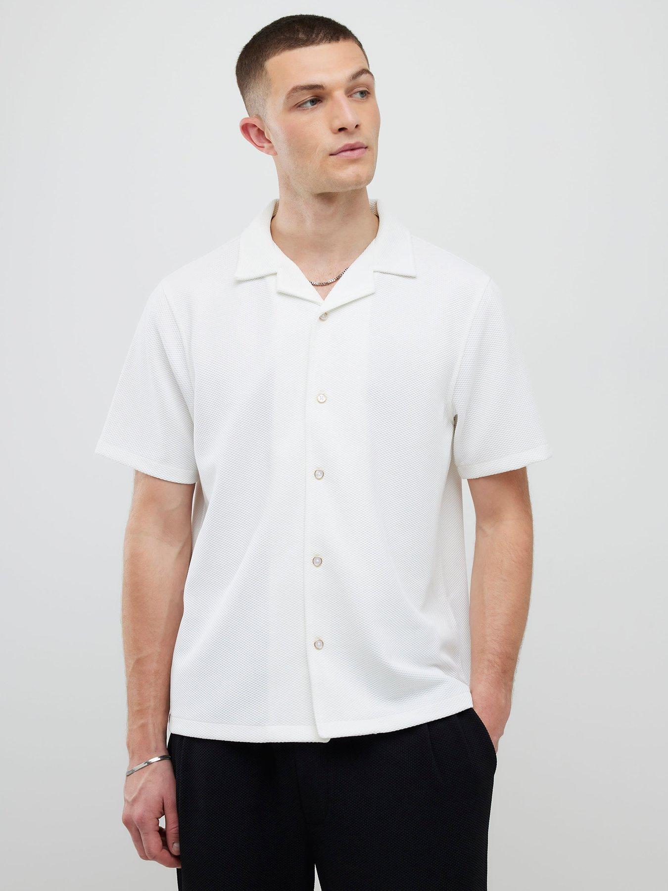 River Island Cream Slim Fit Revere Shirt - Ecru
