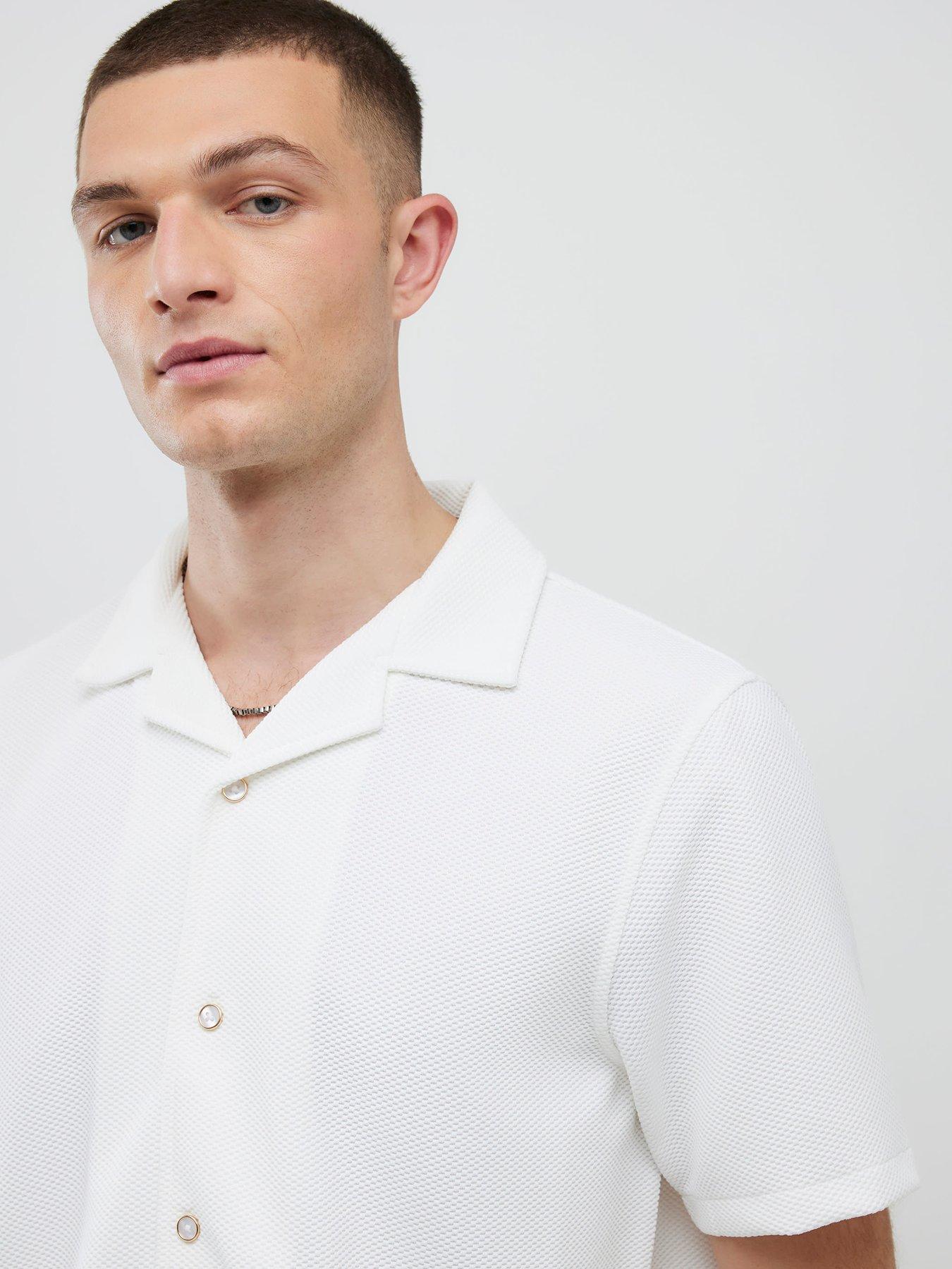 River Island Cream Slim Fit Revere Shirt - Ecru | Very