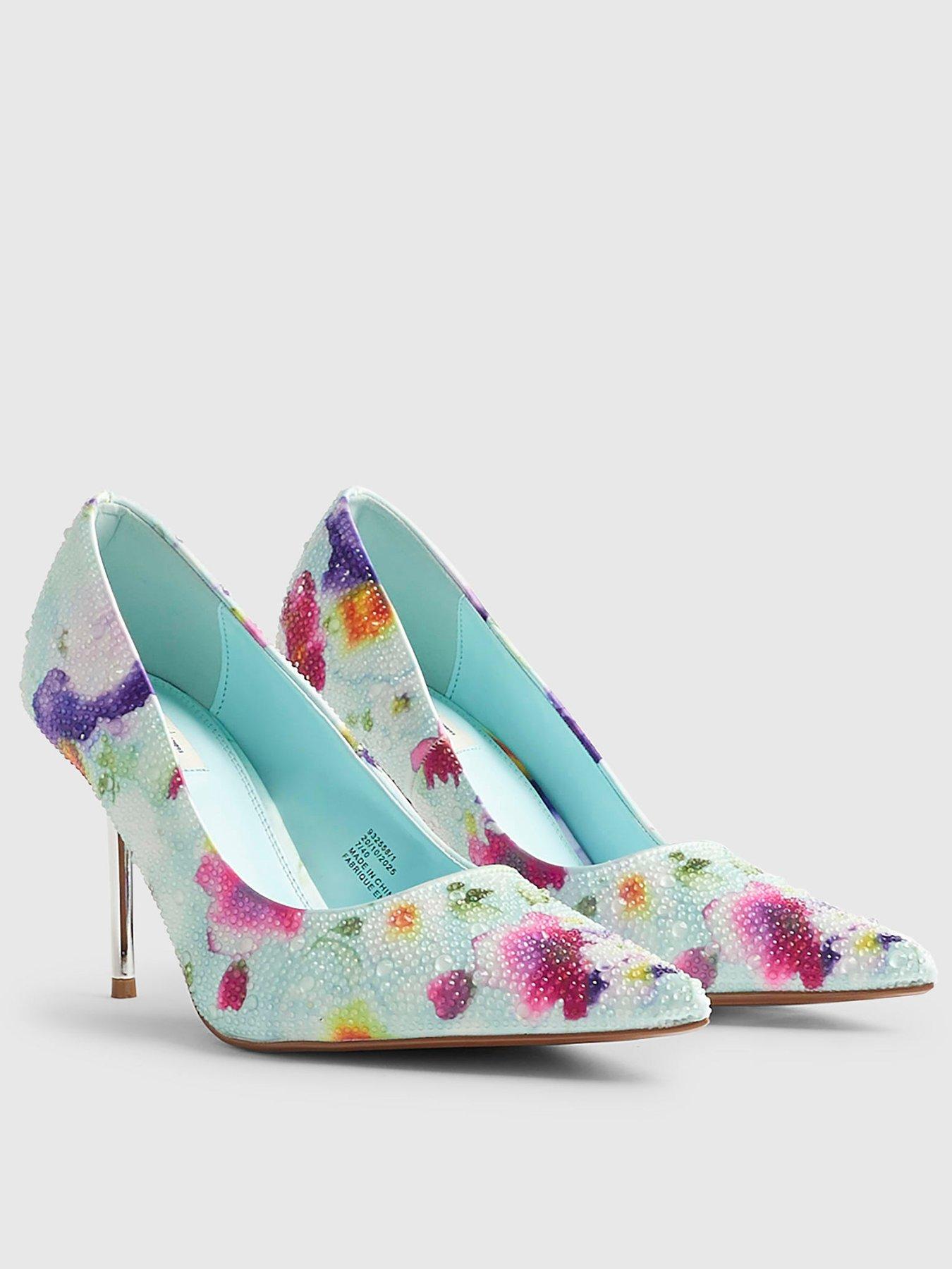 River Island Floral Embellished Court Heels - Blue