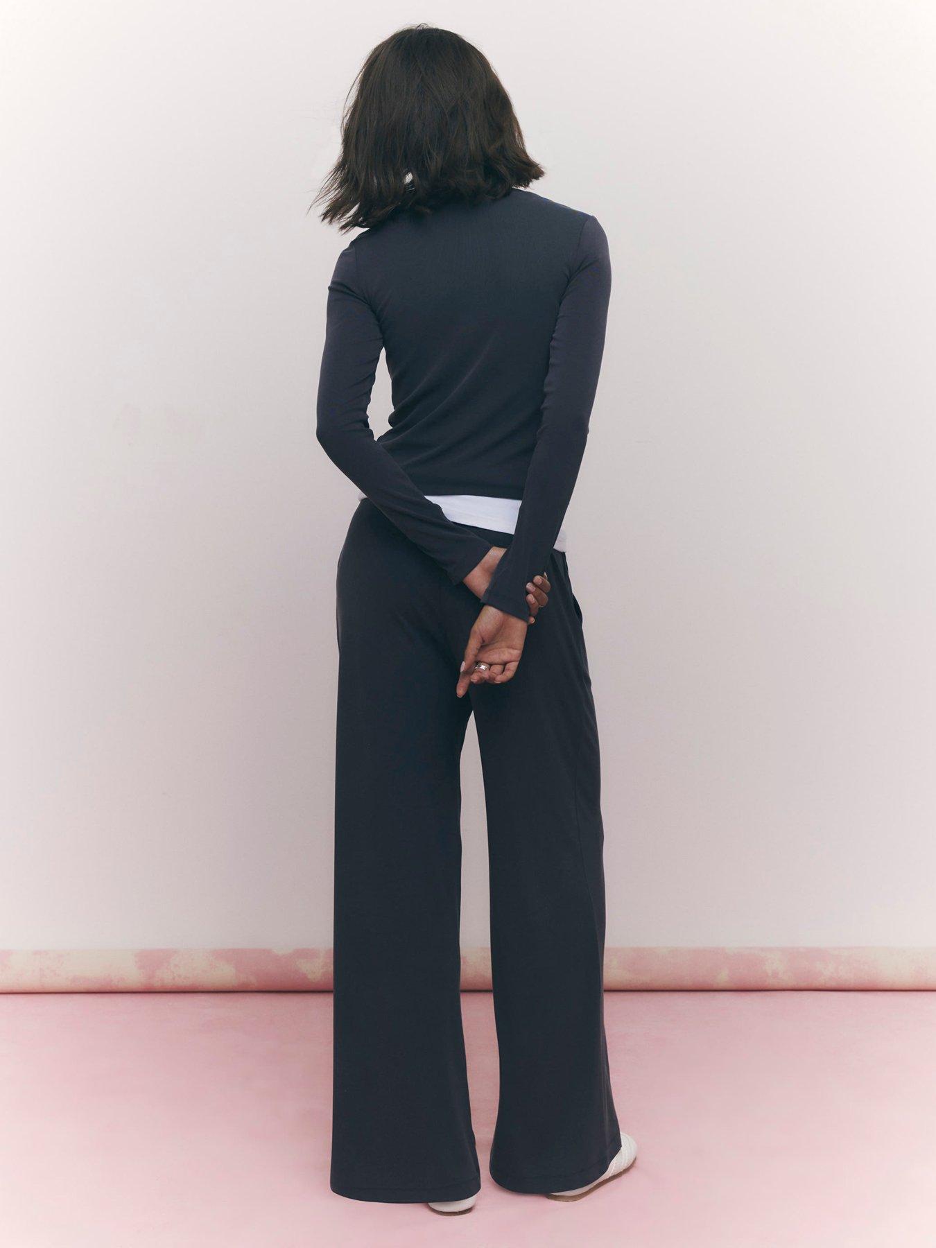 Image 2 of 4 of River Island Soft Touch Wide Leg Trousers - Grey