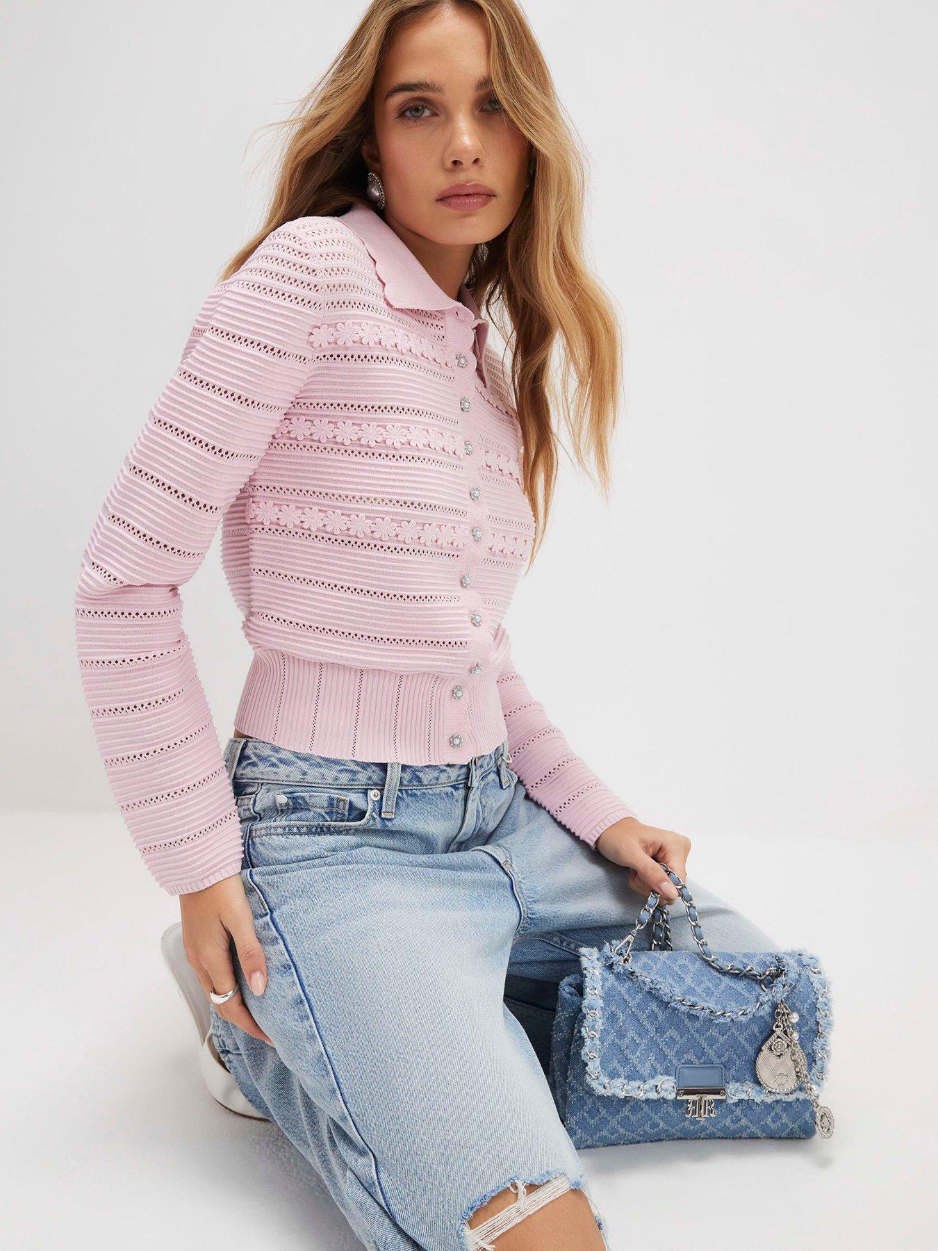 Image 4 of 4 of River Island Daisy Cardigan - Pink