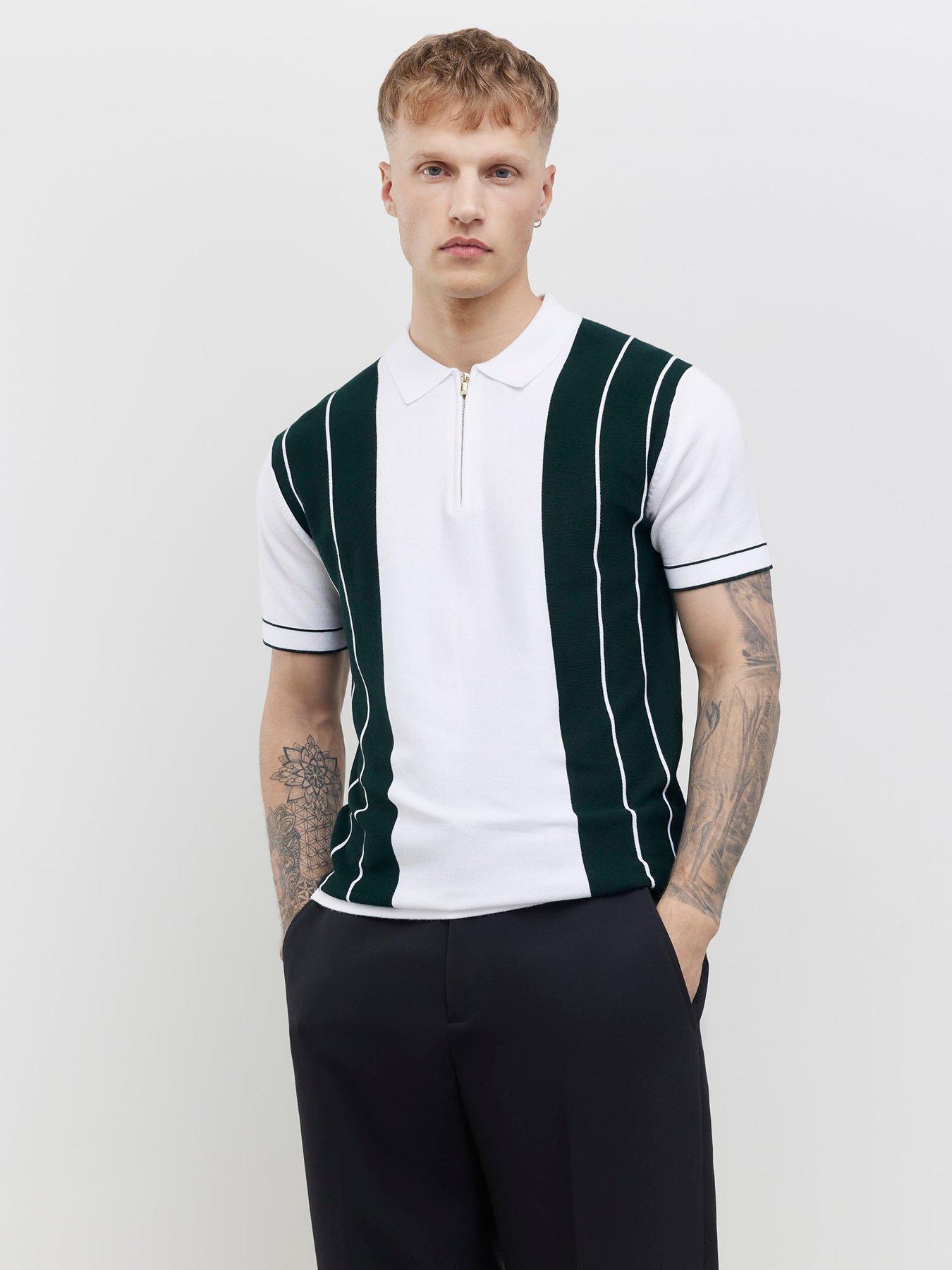 River Island Slim Fit Colour Block Stripe Polo Shirt