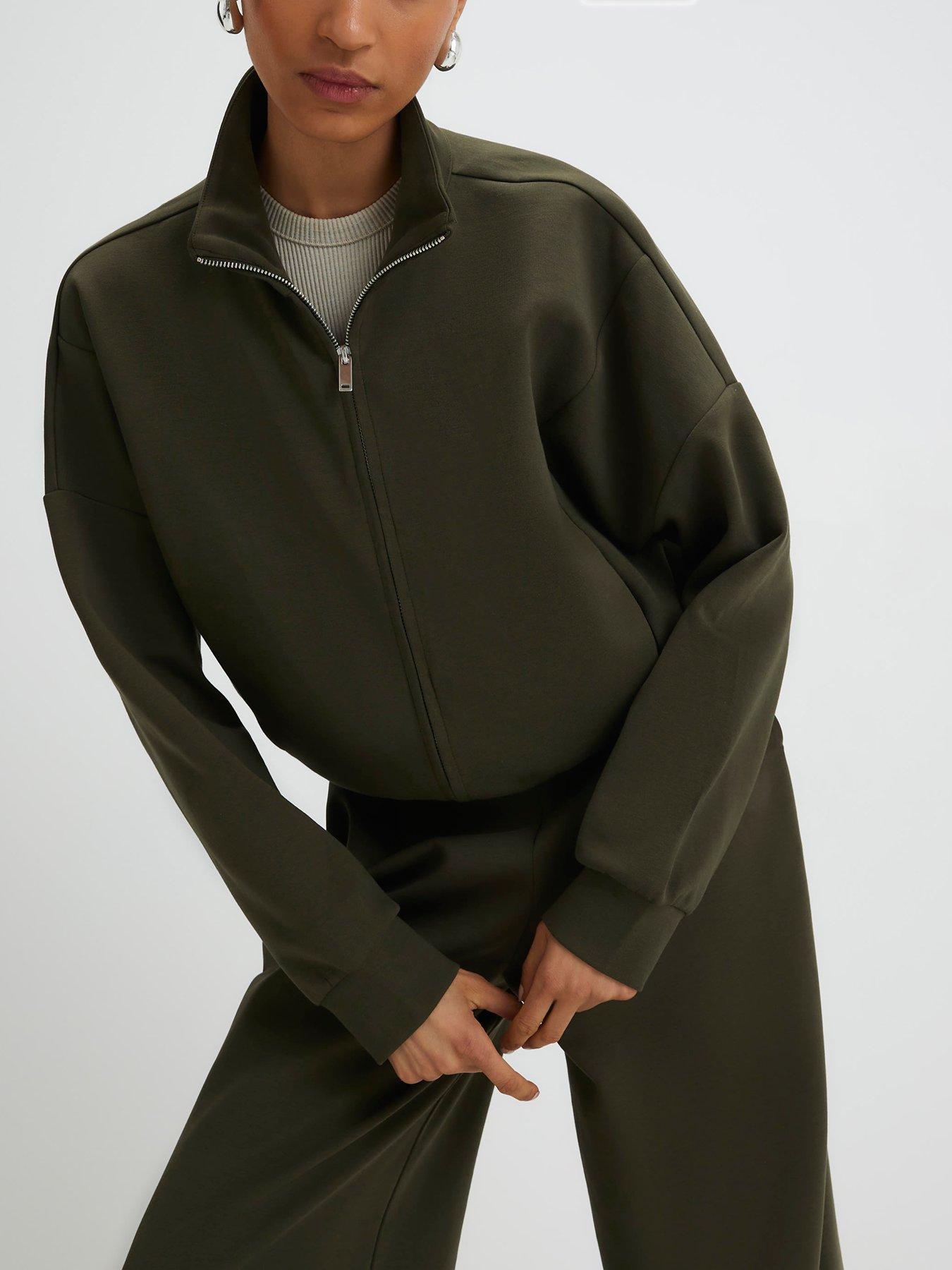 River Island Zip Up Sweatshirt - Khaki