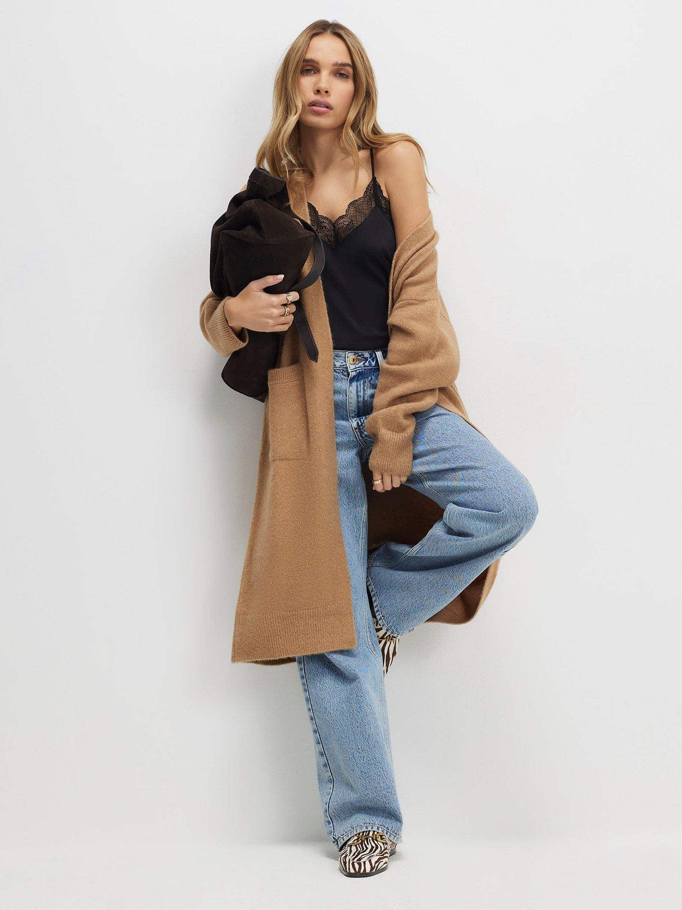 River Island Long Sleeve Cosy Maxi Cardigan - Brown