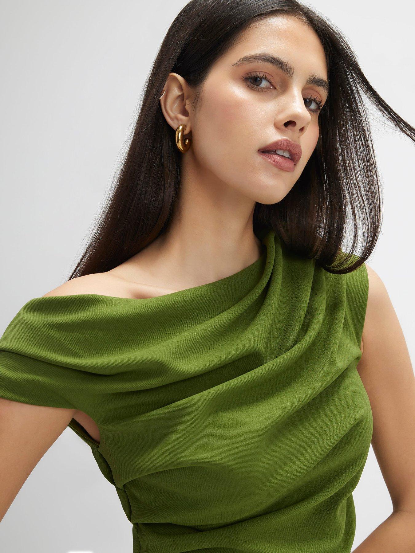 Image 4 of 4 of River Island Short Sleeve Drape Off Shoulder Top