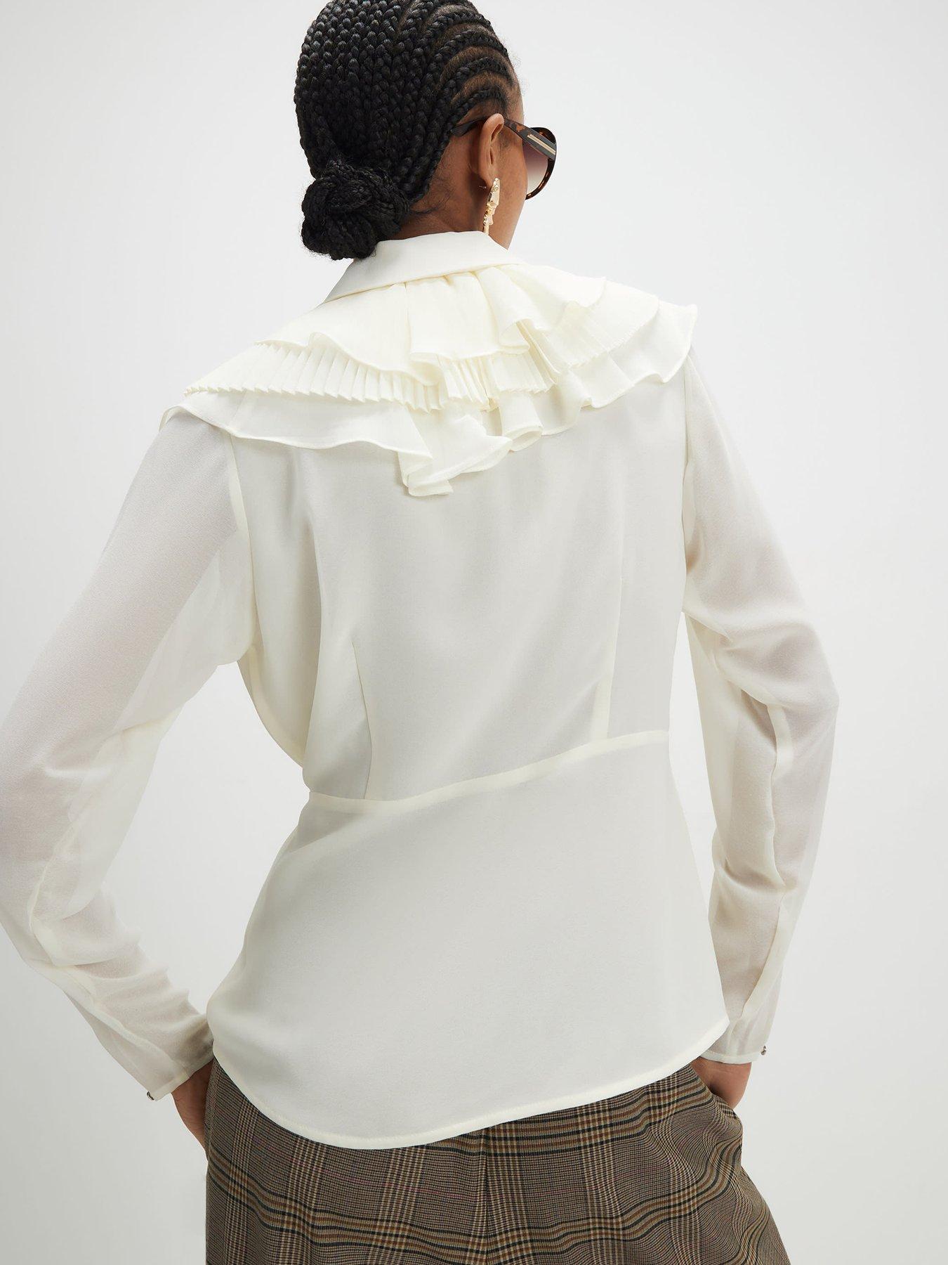 River Island Long Sleeve Wrap Ruffle Blouse - Cream | Very