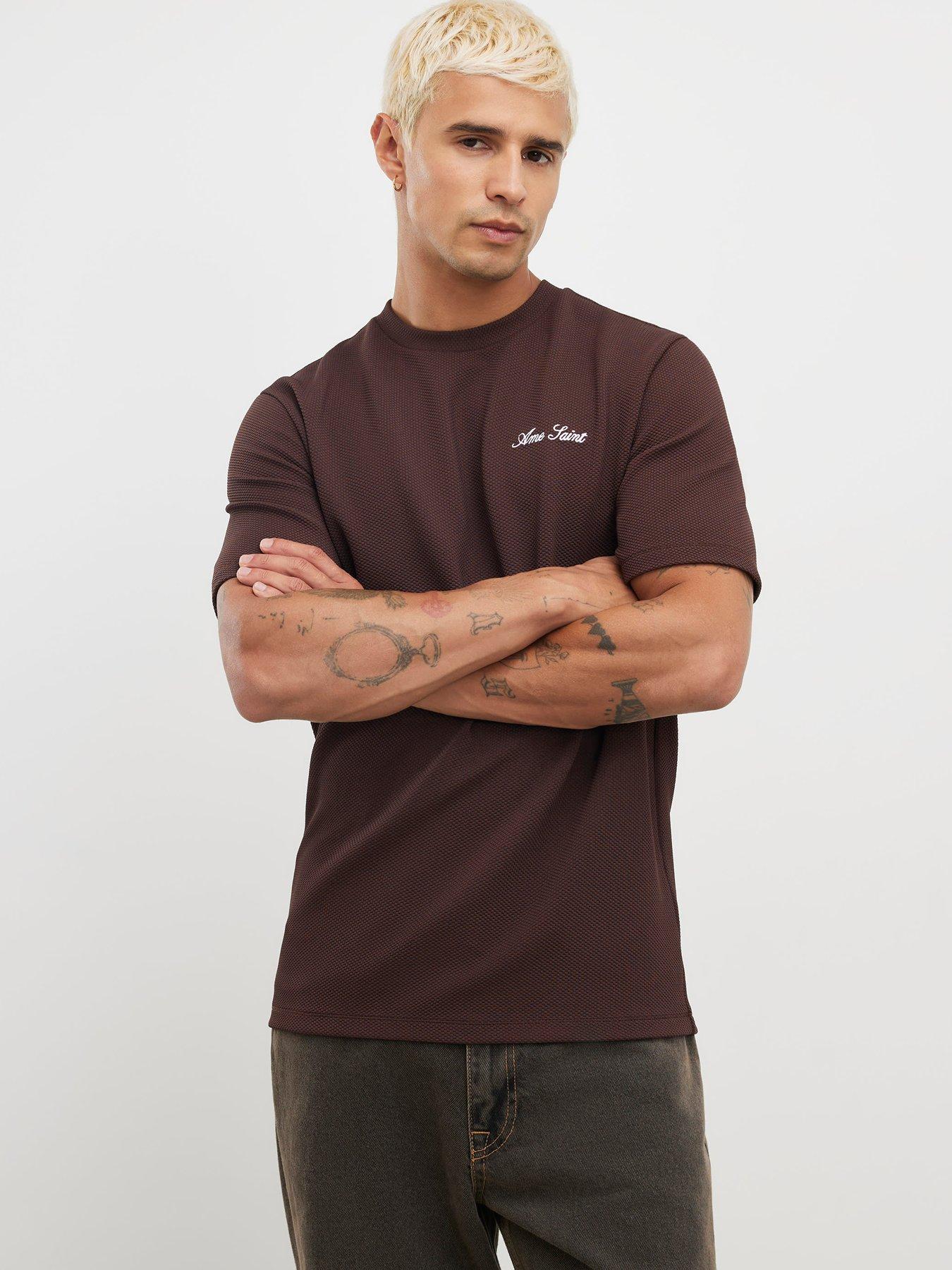 Image 1 of 4 of River Island Slim Fit Slinky Ame Saint T-shirt