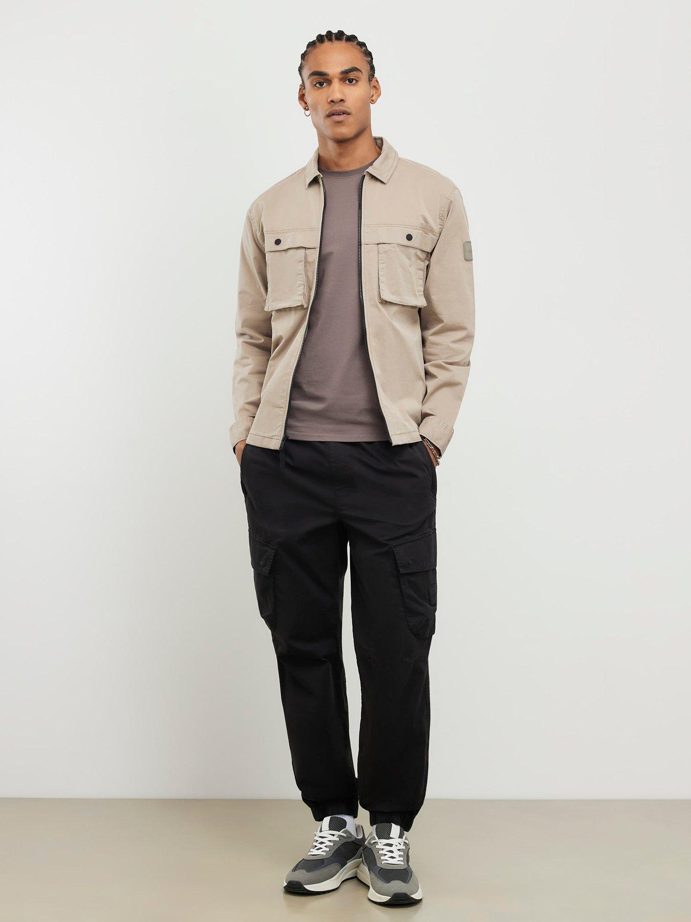 Image 3 of 4 of River Island Beige Regular Fit Zipped Overshirt