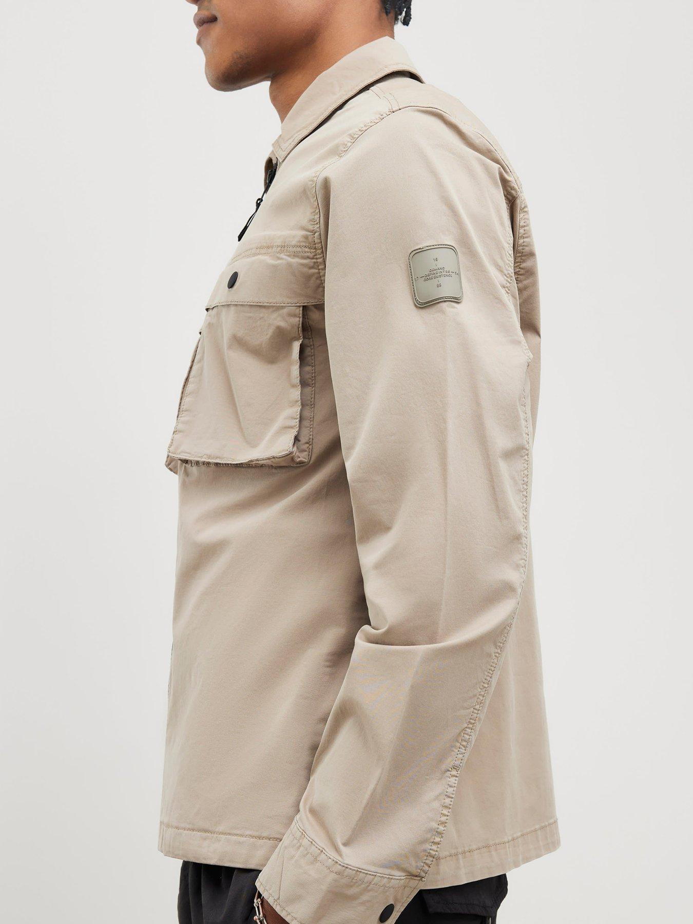 Image 4 of 4 of River Island Beige Regular Fit Zipped Overshirt