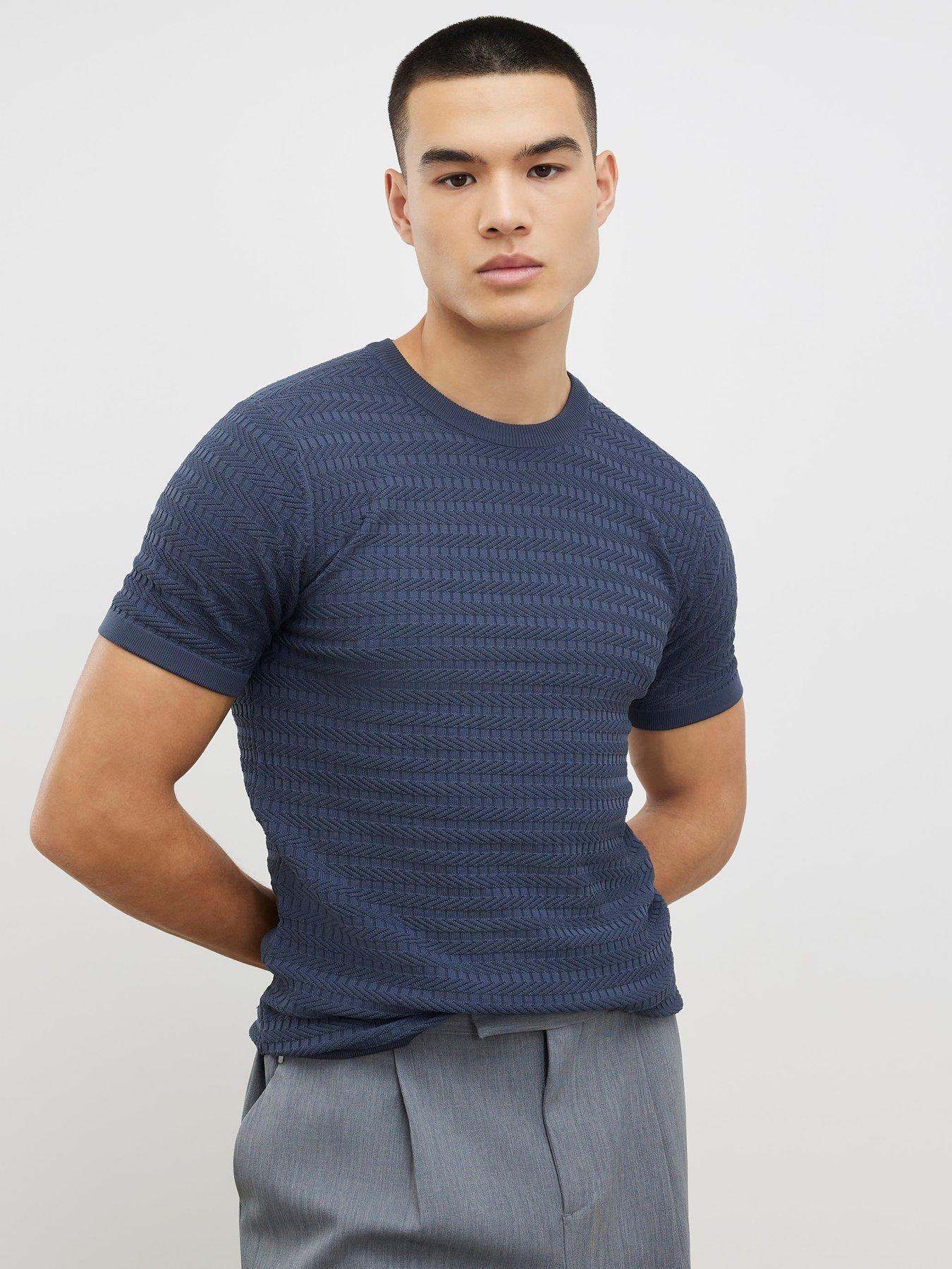 River Island Muscle Fit Textured Knit T-shirt