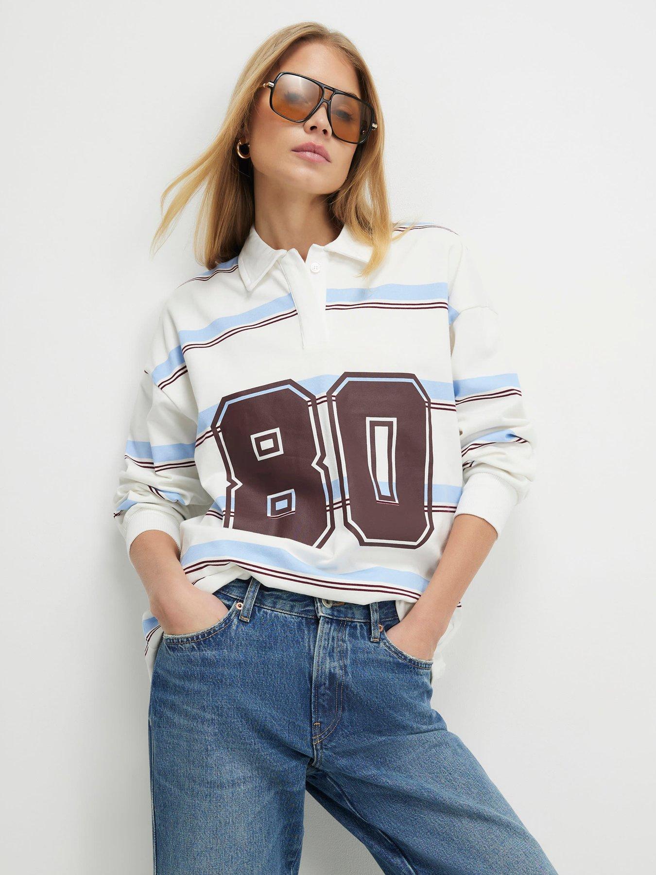 River Island Long Sleeve Stripe Number Sweatshirt