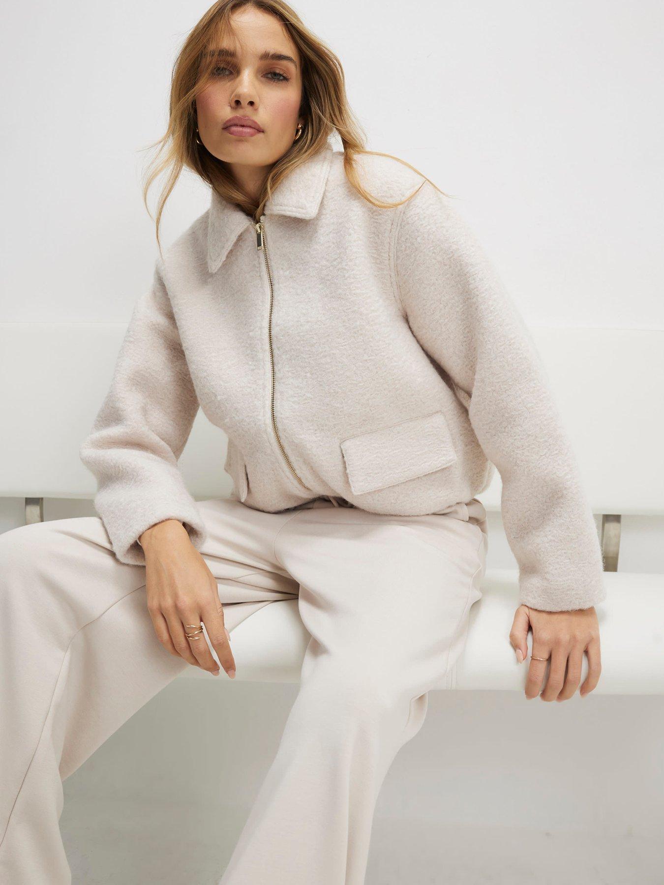 Image 1 of 4 of River Island Boiled Wool Harrington Zip Jacket