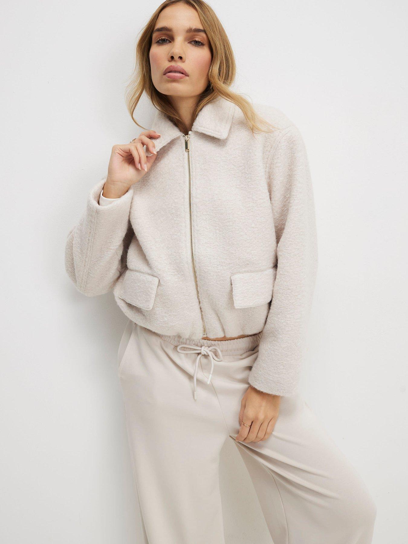 Image 4 of 4 of River Island Boiled Wool Harrington Zip Jacket