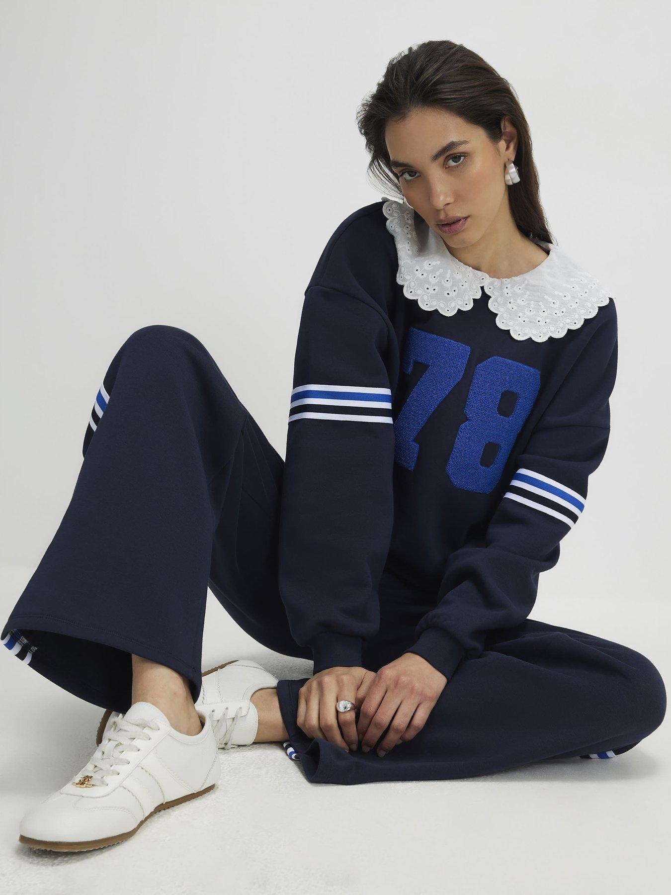 River Island Long Sleeve Collared Number Sweatshirt