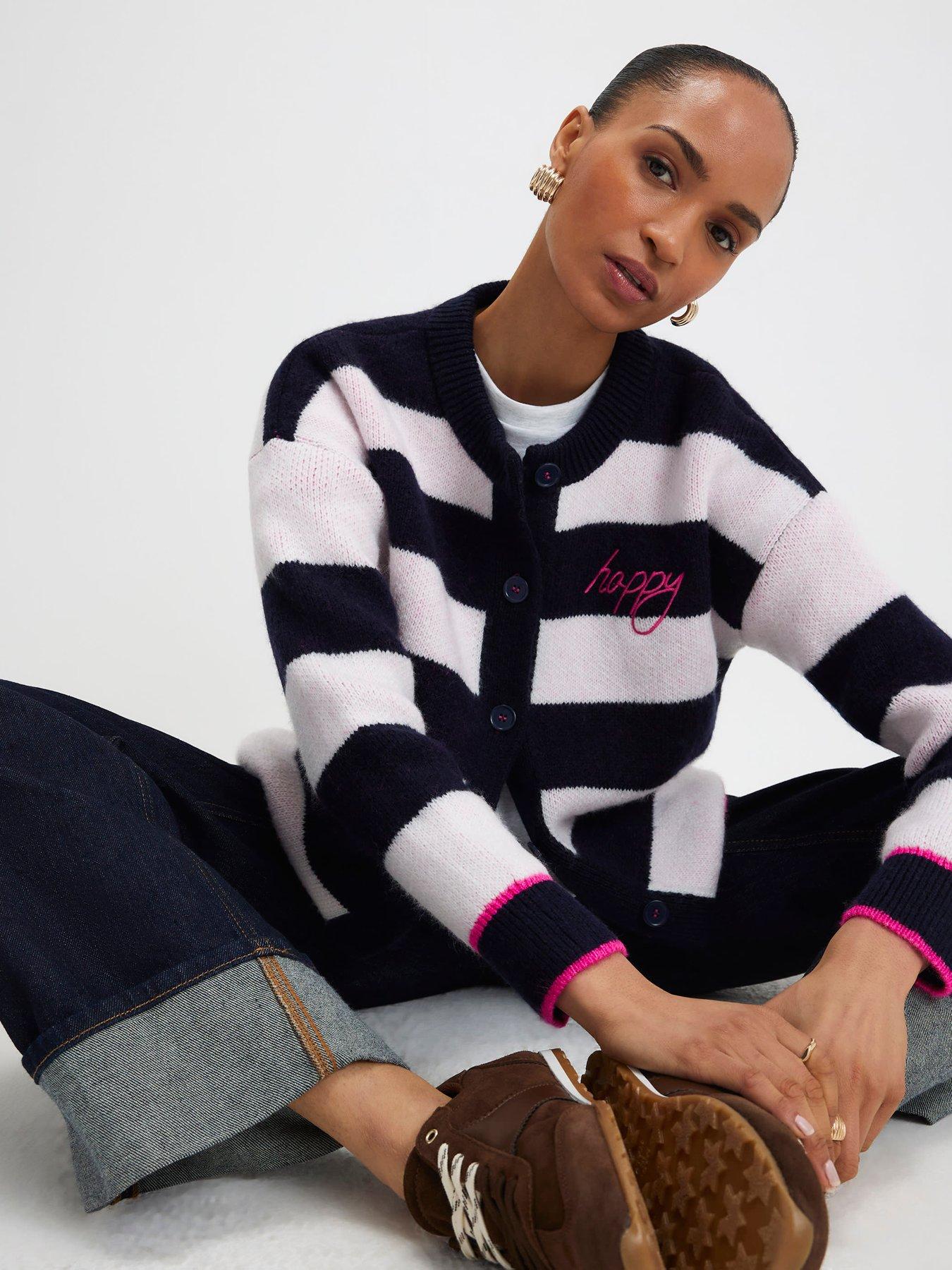 River Island Knitted Striped Happy Cardigan