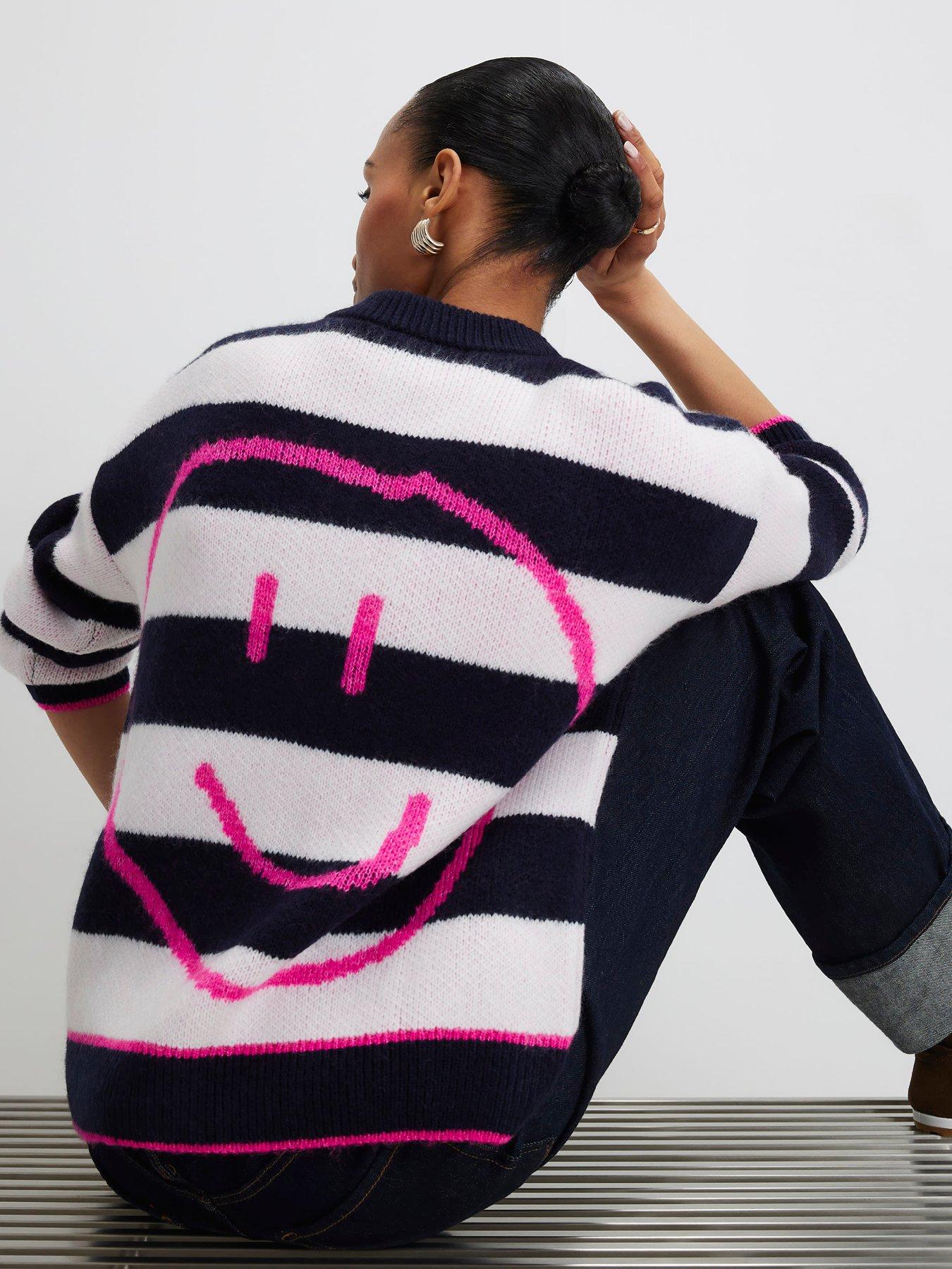 Image 2 of 4 of River Island Knitted Striped Happy Cardigan