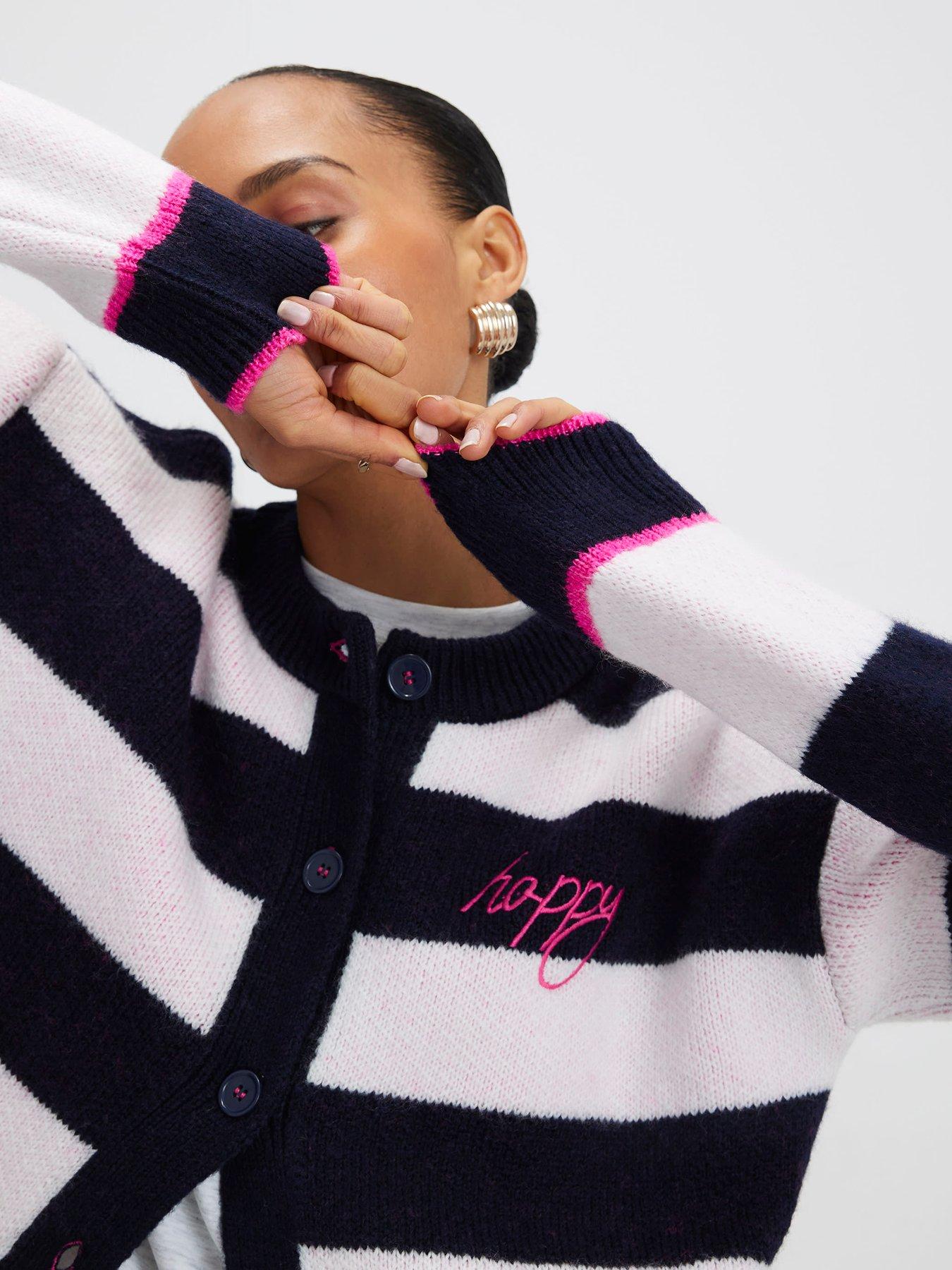 Image 4 of 4 of River Island Knitted Striped Happy Cardigan