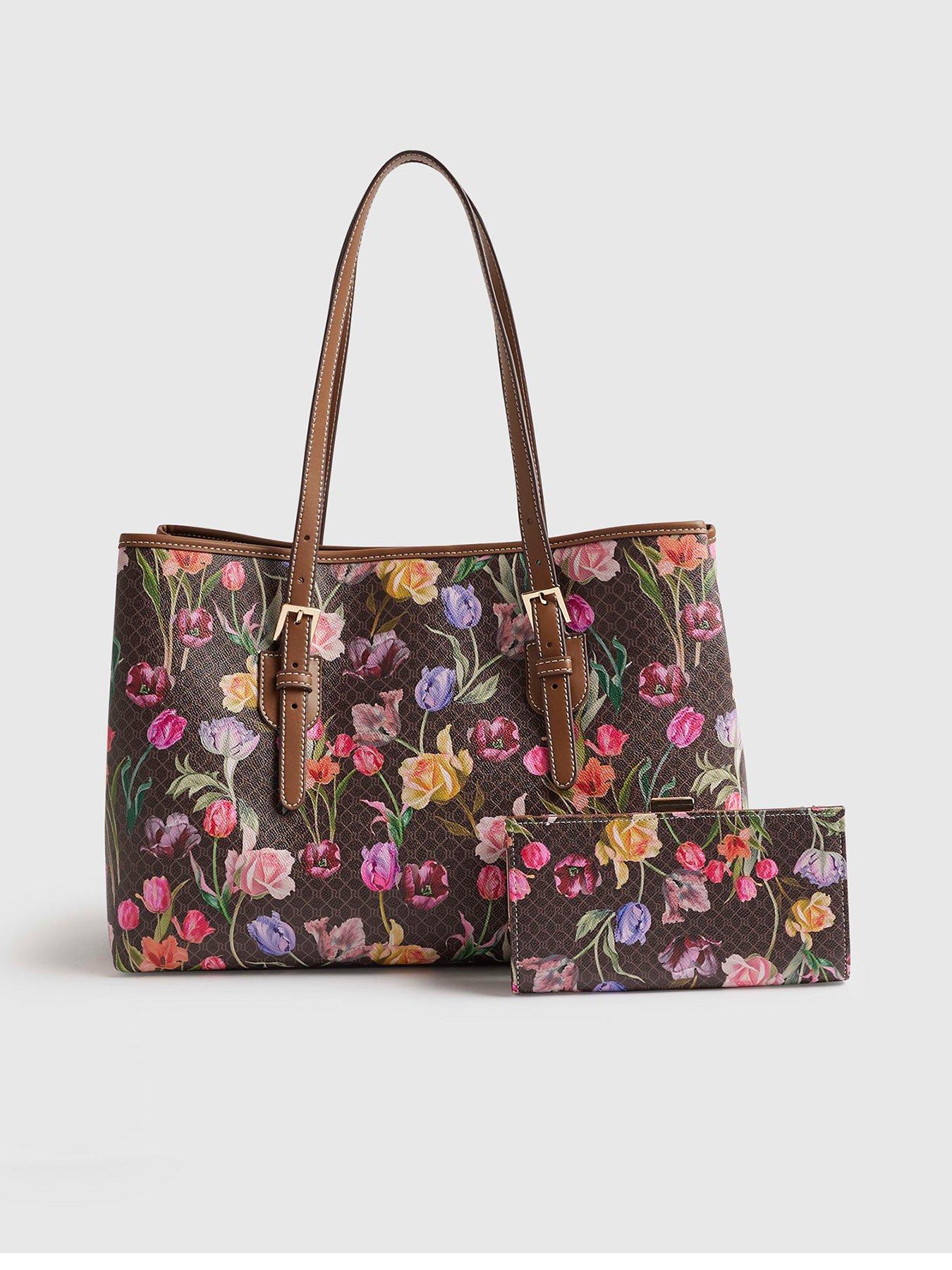 Image 1 of 4 of River Island Monogram Floral Wallet And Shopper Bag