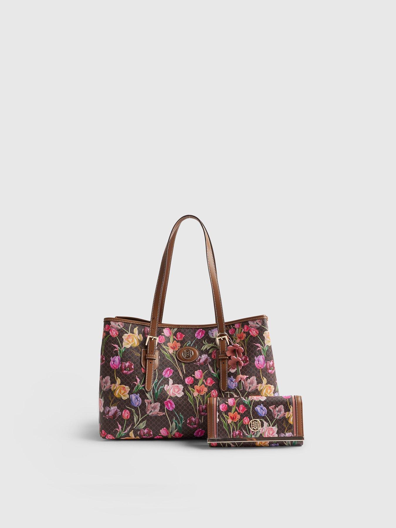 Image 3 of 4 of River Island Monogram Floral Wallet And Shopper Bag