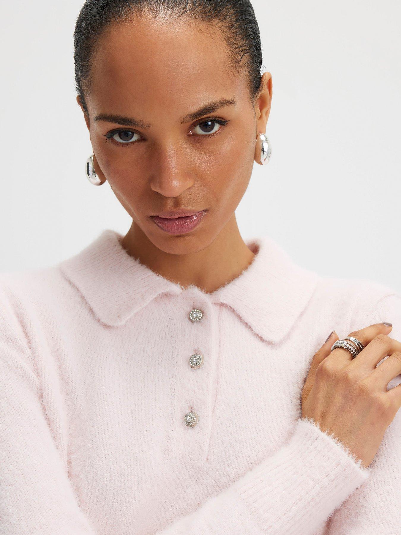 Image 4 of 4 of River Island Long Sleeve Fluffy Polo Top