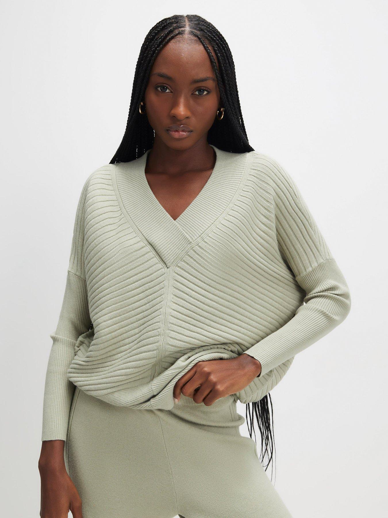 Image 1 of 4 of River Island V Neck Ribbed Jumper