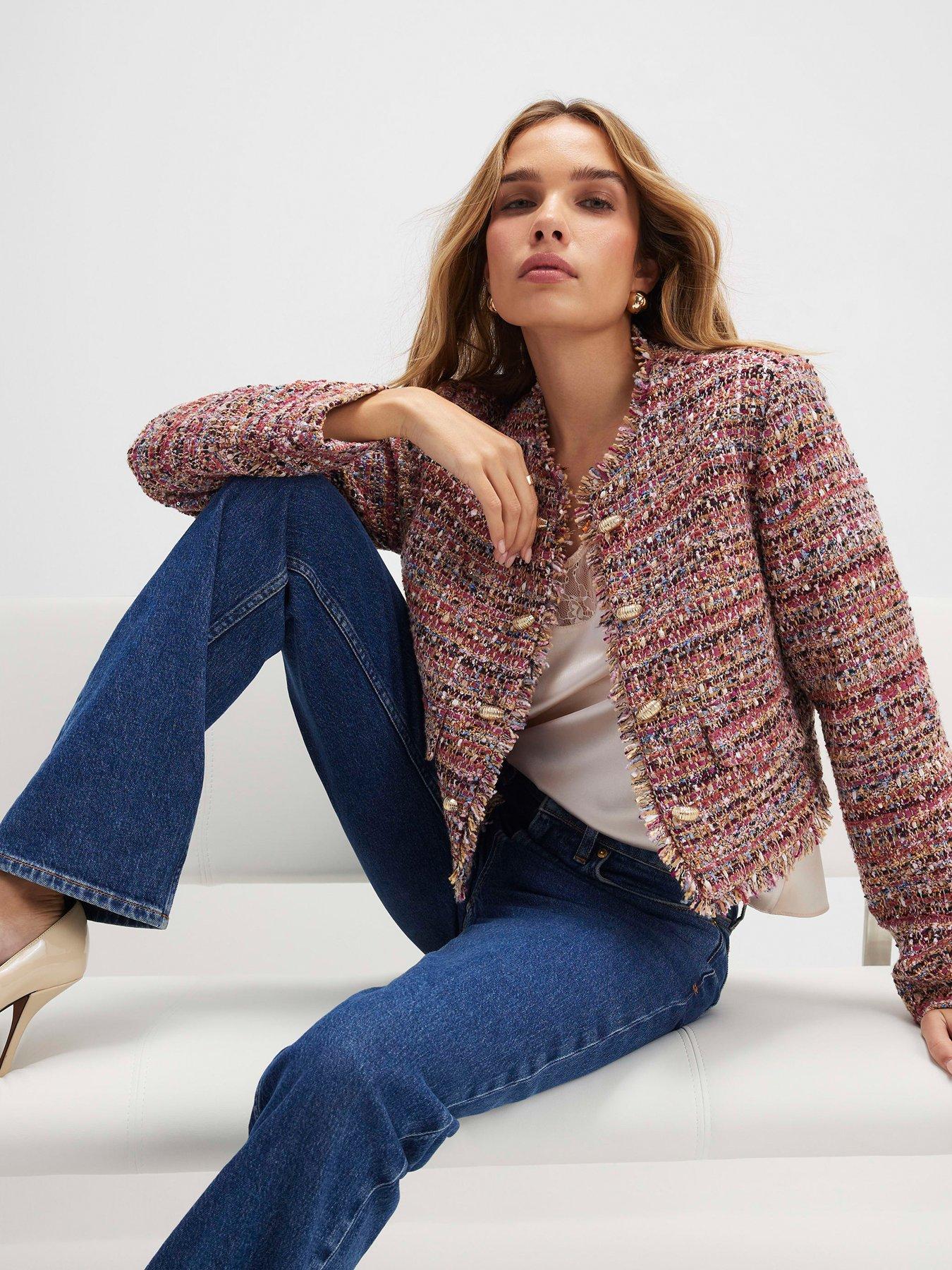 Image 1 of 4 of River Island Red Boucle Edge To Jacket