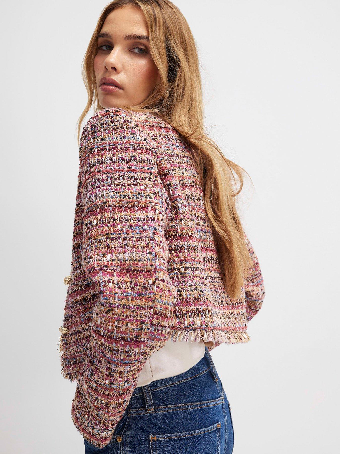 Image 2 of 4 of River Island Red Boucle Edge To Jacket