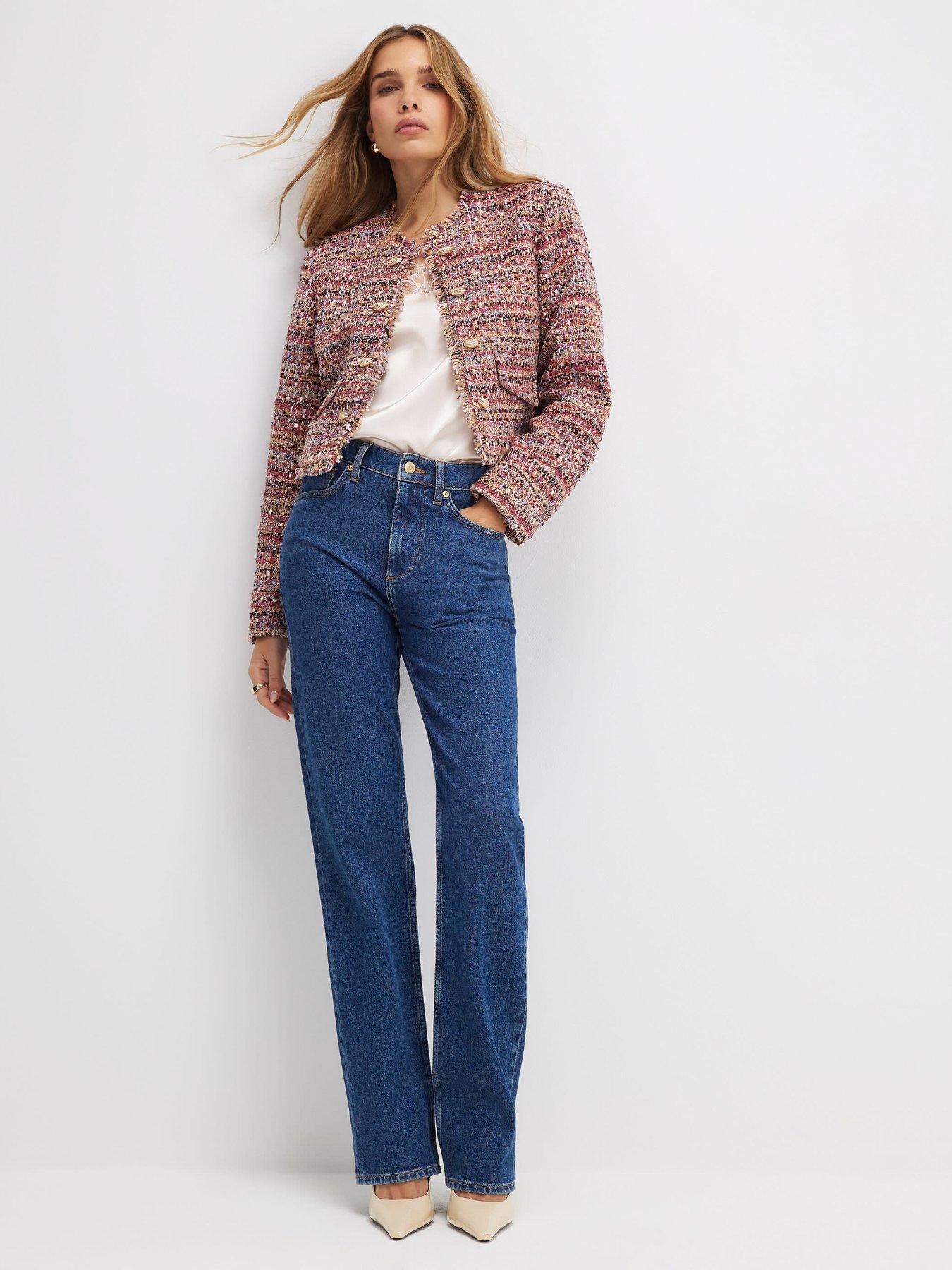 Image 3 of 4 of River Island Red Boucle Edge To Jacket