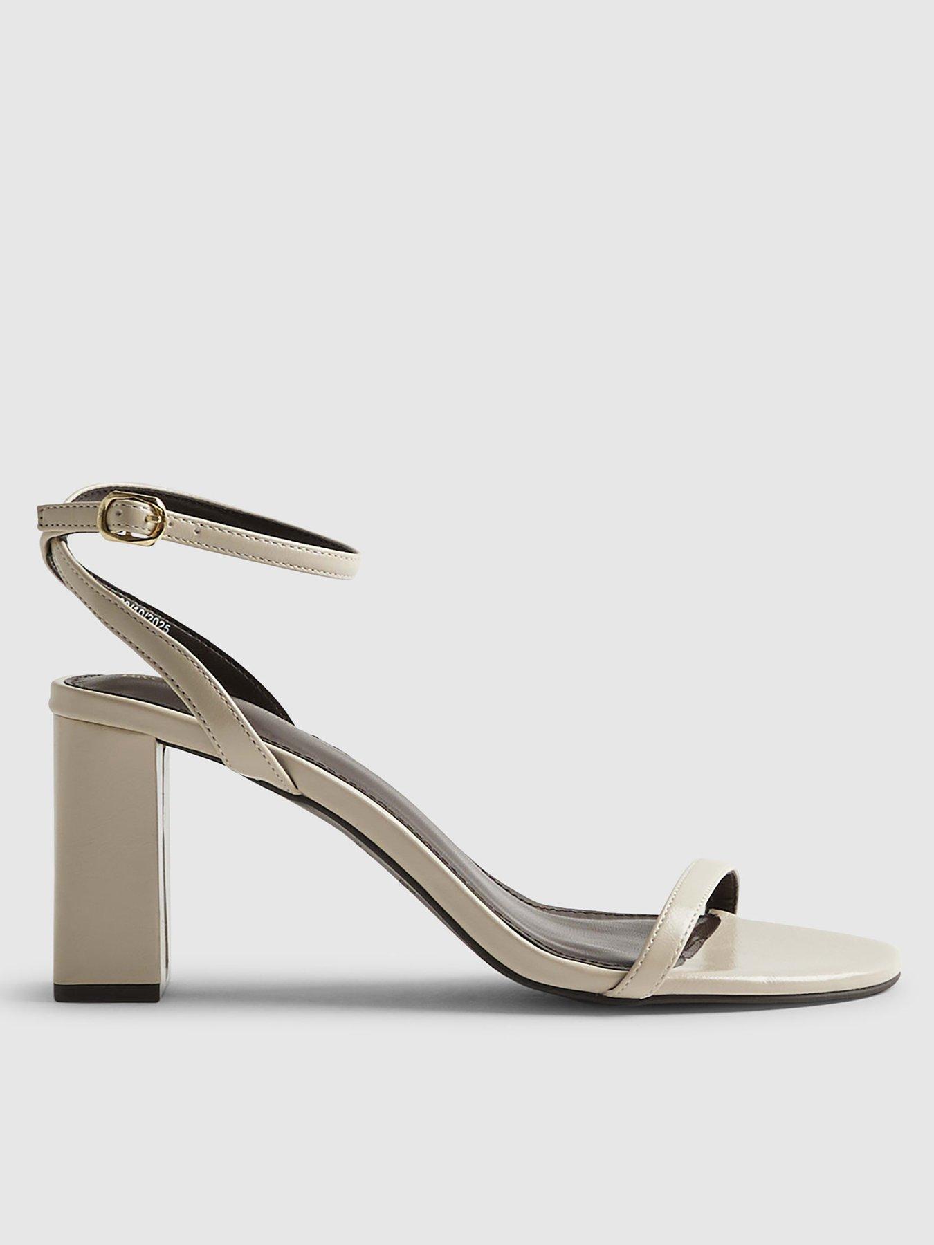 Image 1 of 4 of River Island Cream Block Heeled Open Toe Sandals