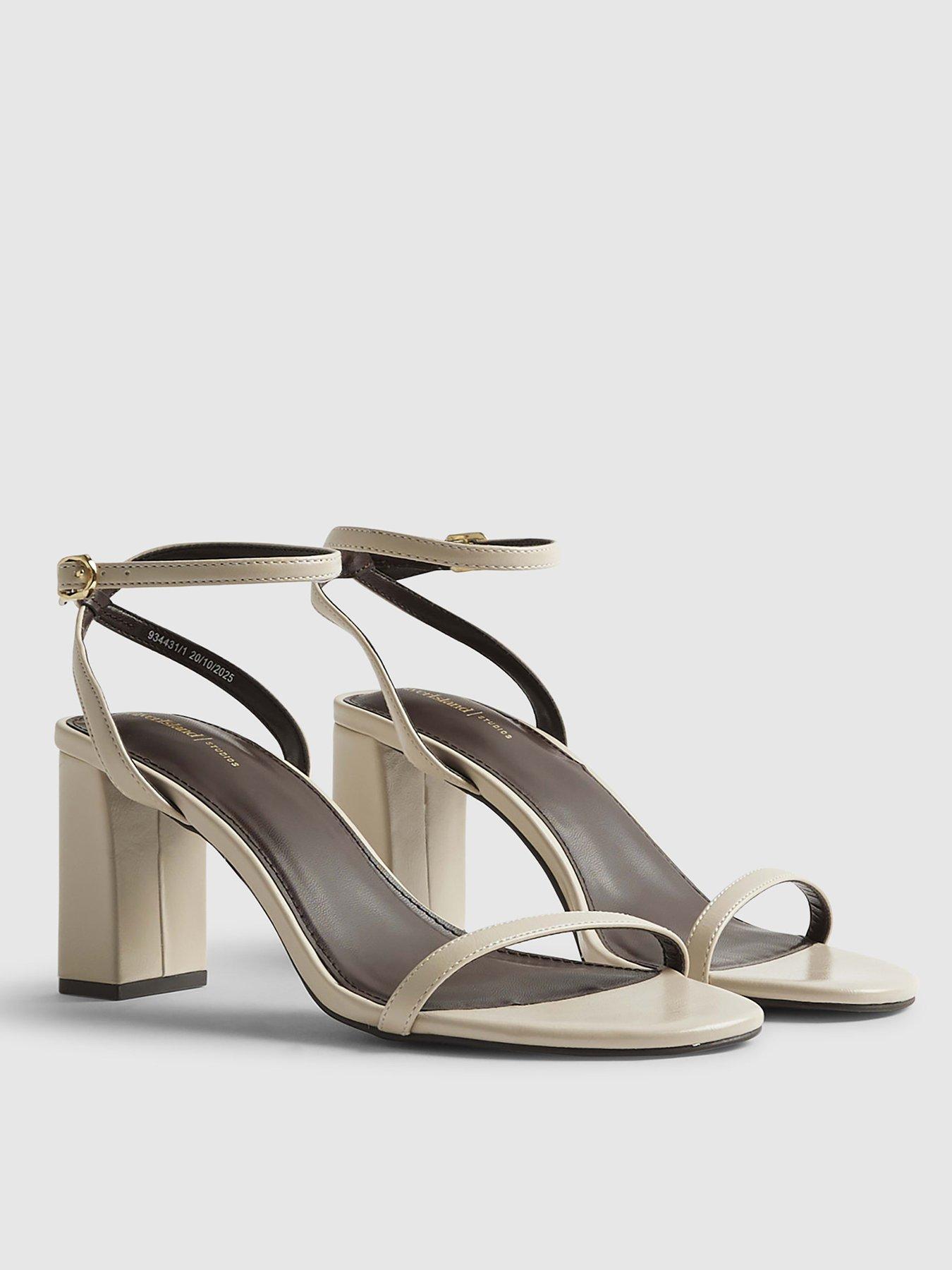 Image 2 of 4 of River Island Cream Block Heeled Open Toe Sandals