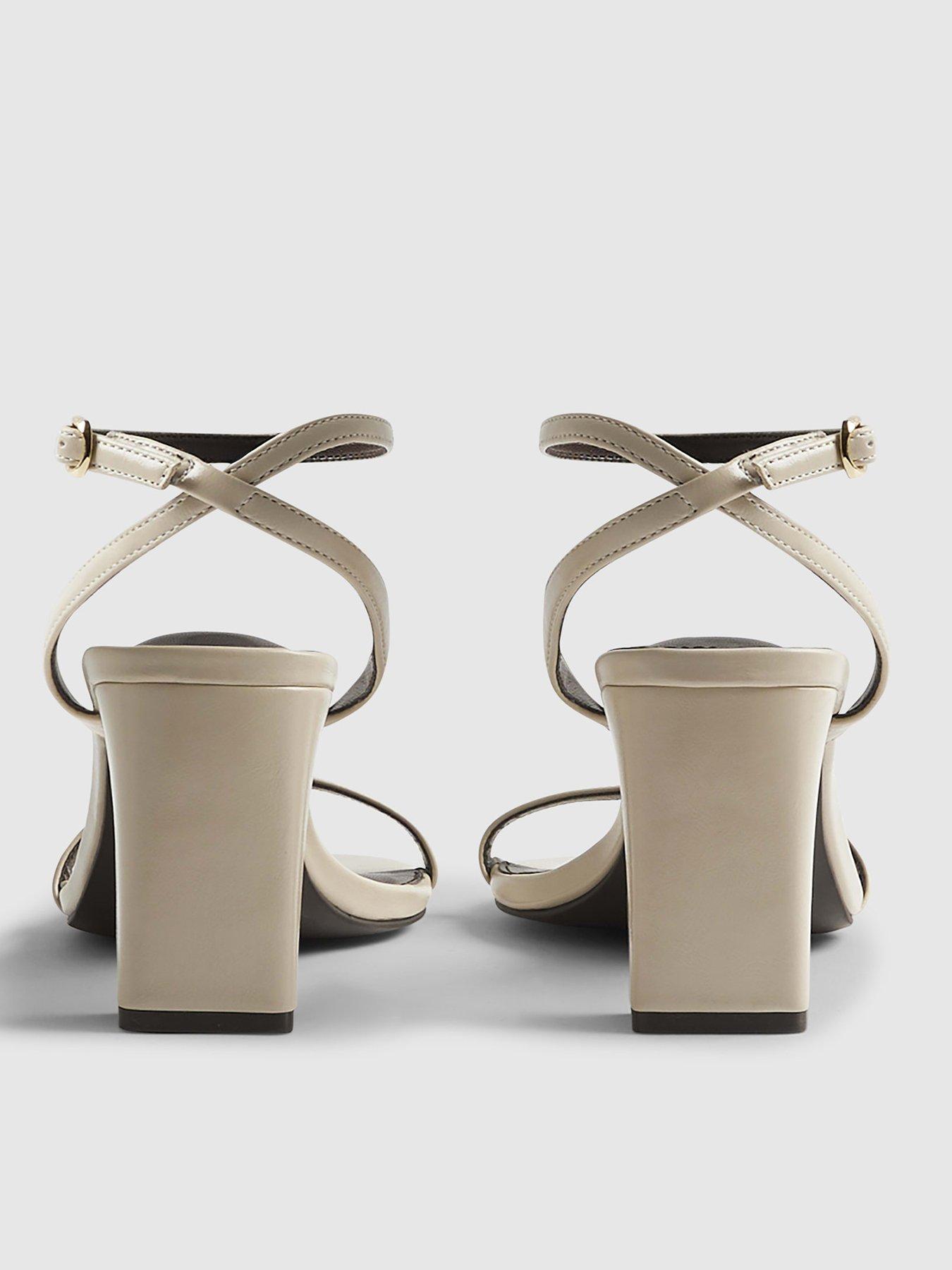 Image 3 of 4 of River Island Cream Block Heeled Open Toe Sandals