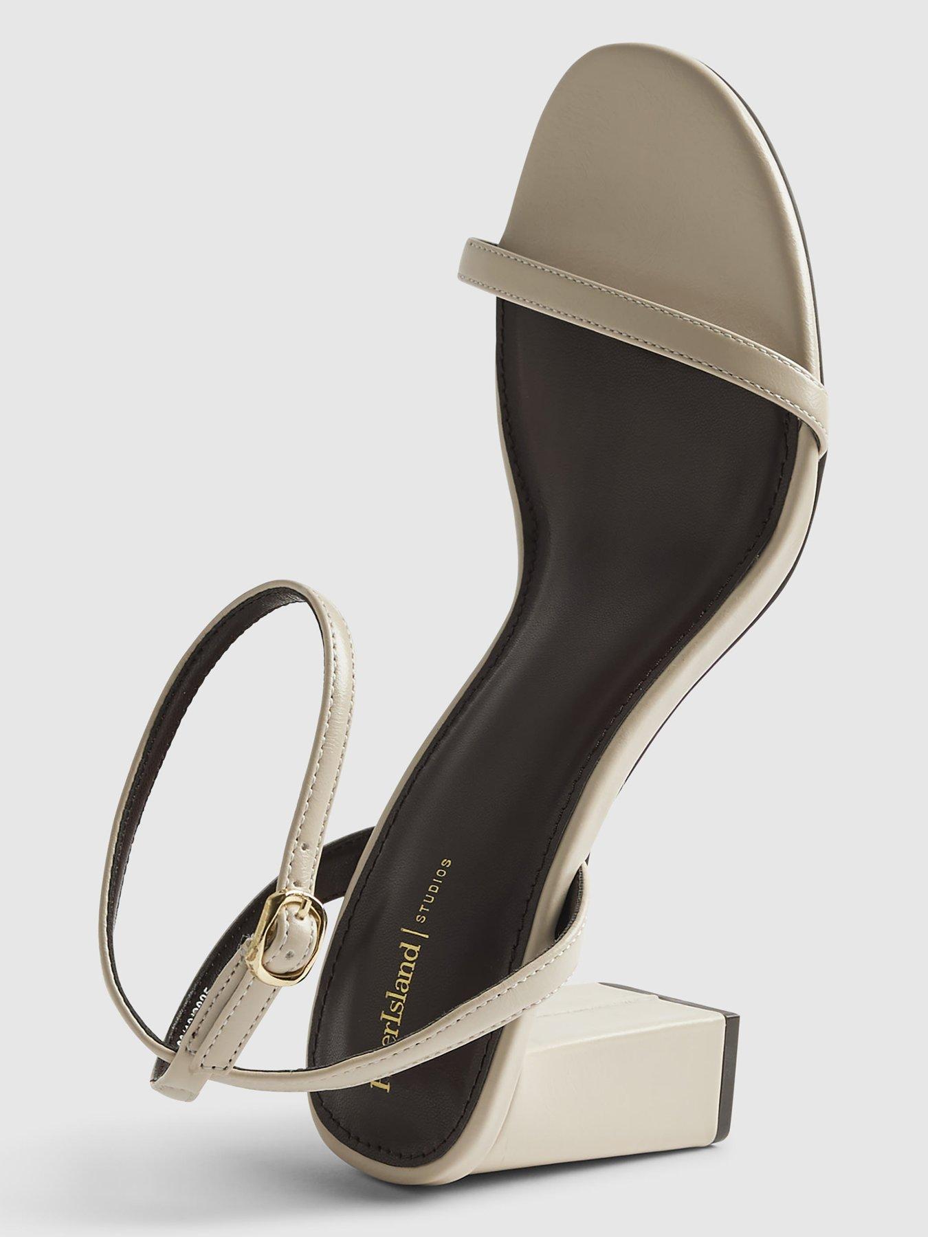 Image 4 of 4 of River Island Cream Block Heeled Open Toe Sandals