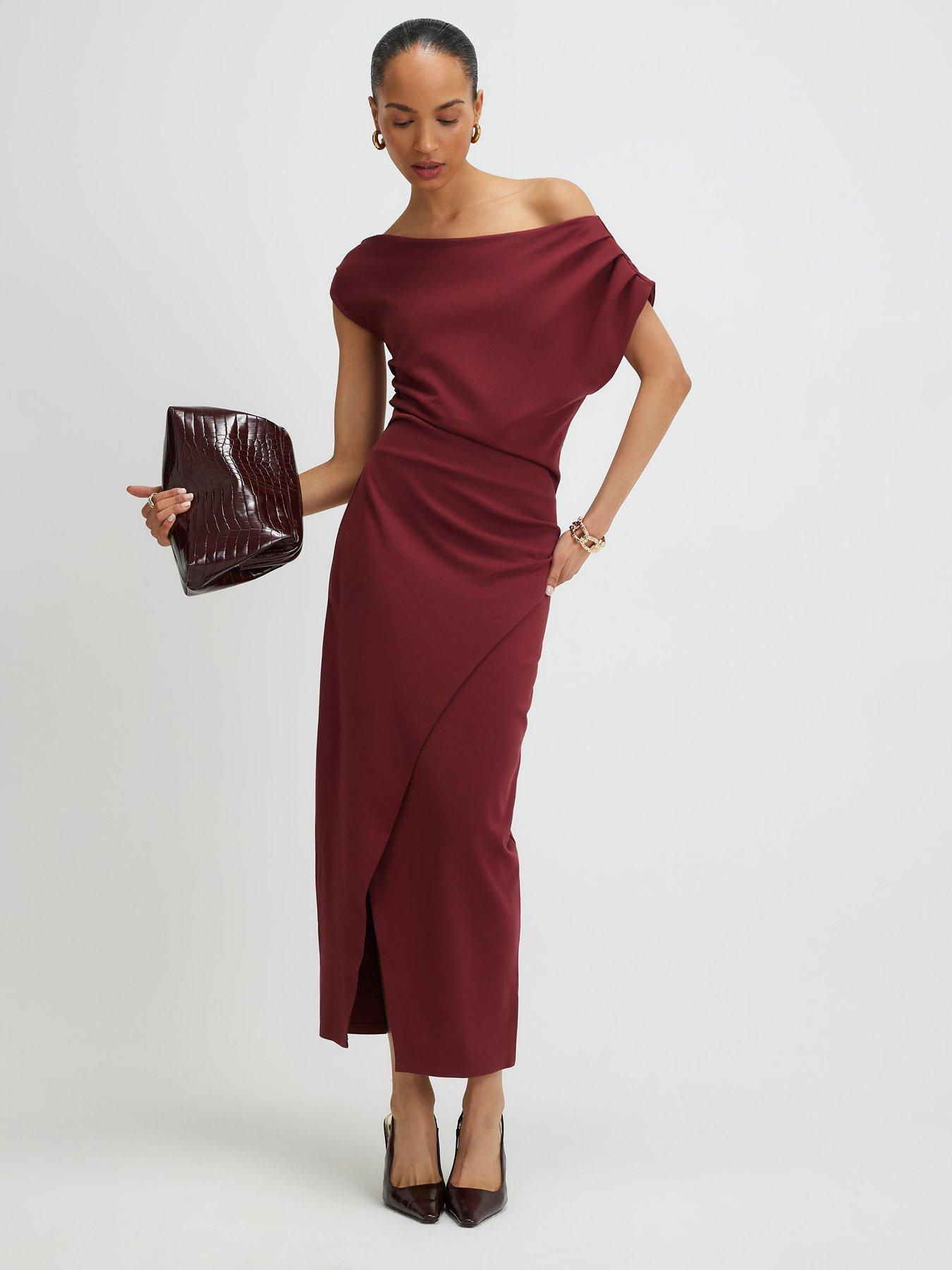 River Island Red Draped Midi Dress