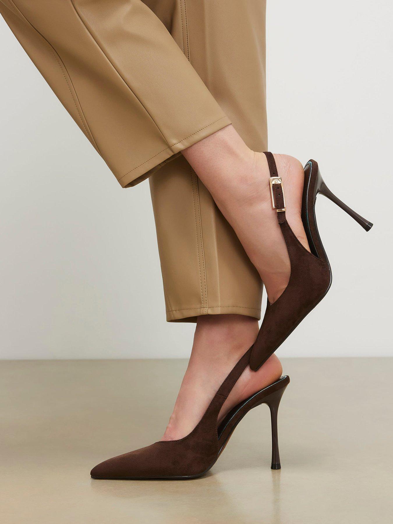 River Island Faux Suede Sling Back Court Heels