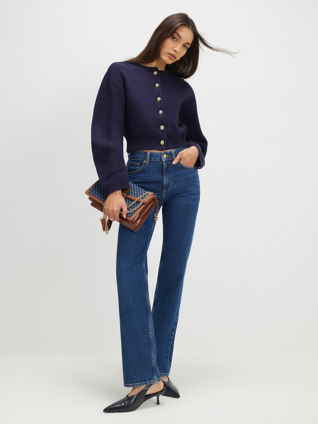 Image 3 of 4 of River Island Knitted Structured Sleeve Cardigan