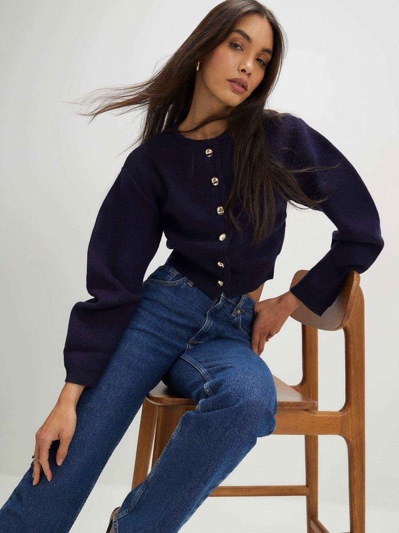 Image 4 of 4 of River Island Knitted Structured Sleeve Cardigan