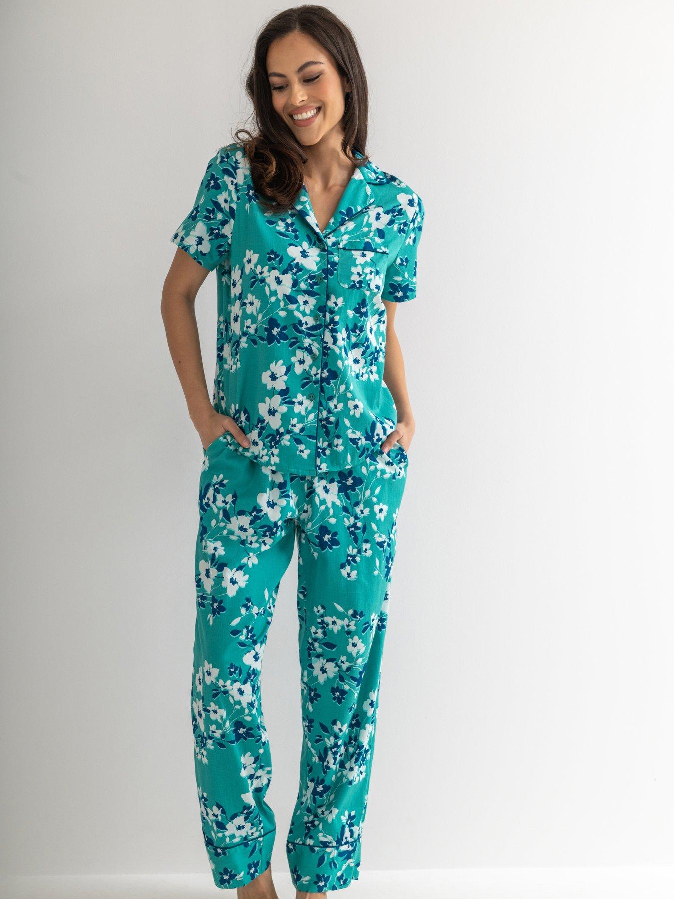 Pour Moi Pure Cotton Short Sleeve  &  Trouser Revere Collar Pyjama Set
