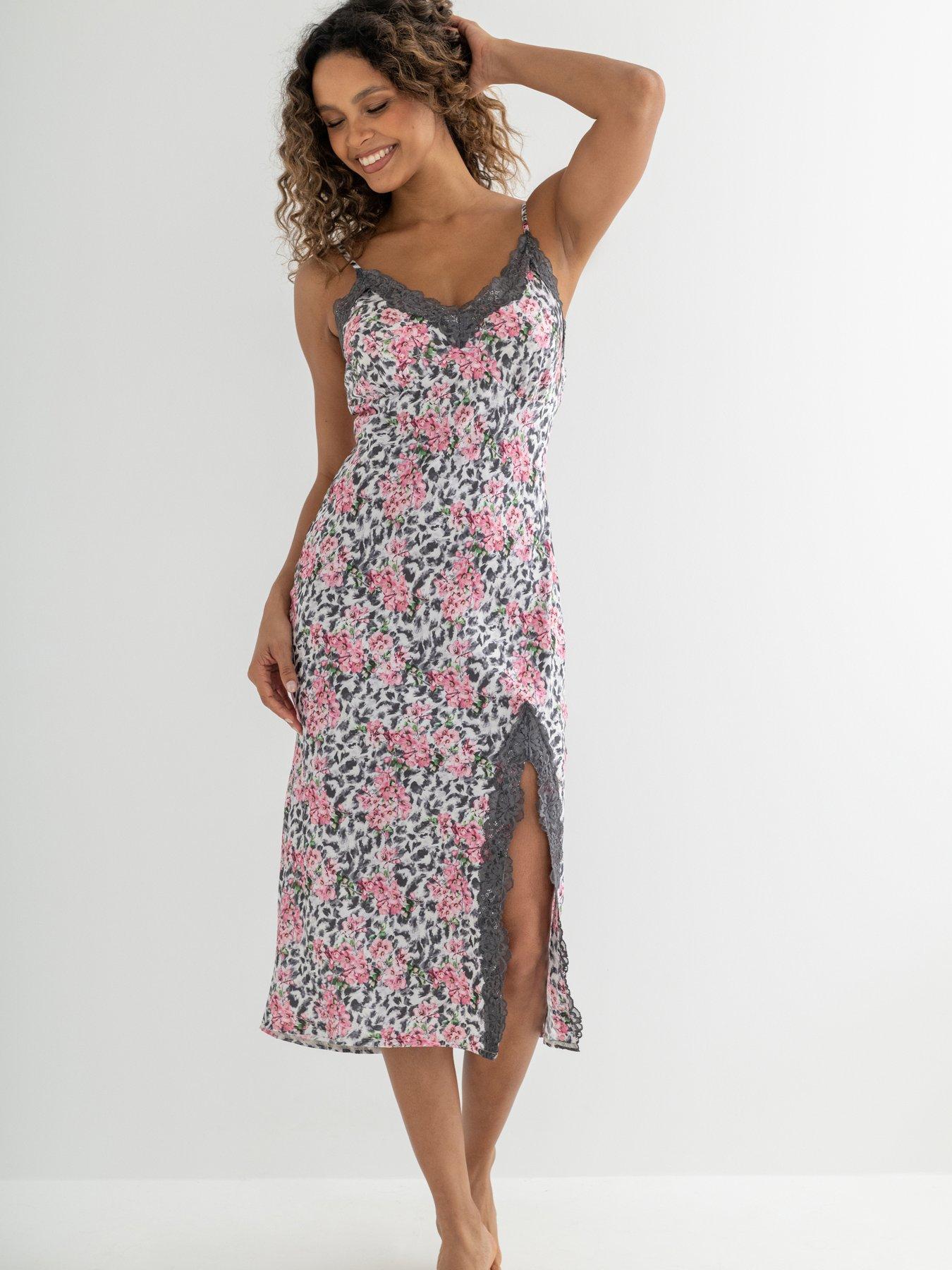 Pour Moi Dusk Satin and Lace Midi Chemise