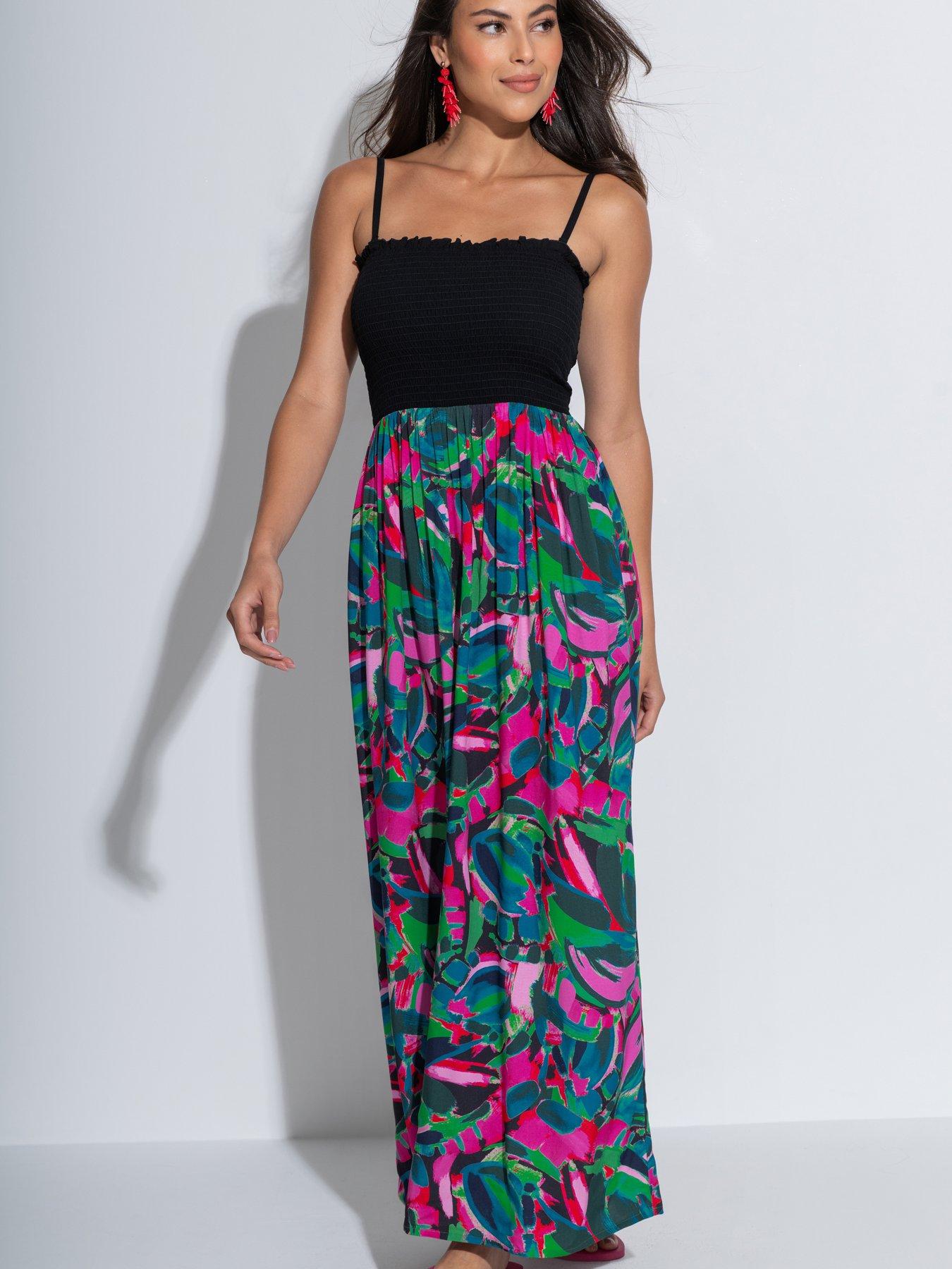 Image 2 of 4 of Pour Moi Emma Strapless Shirred Bodice Maxi Beach Dress