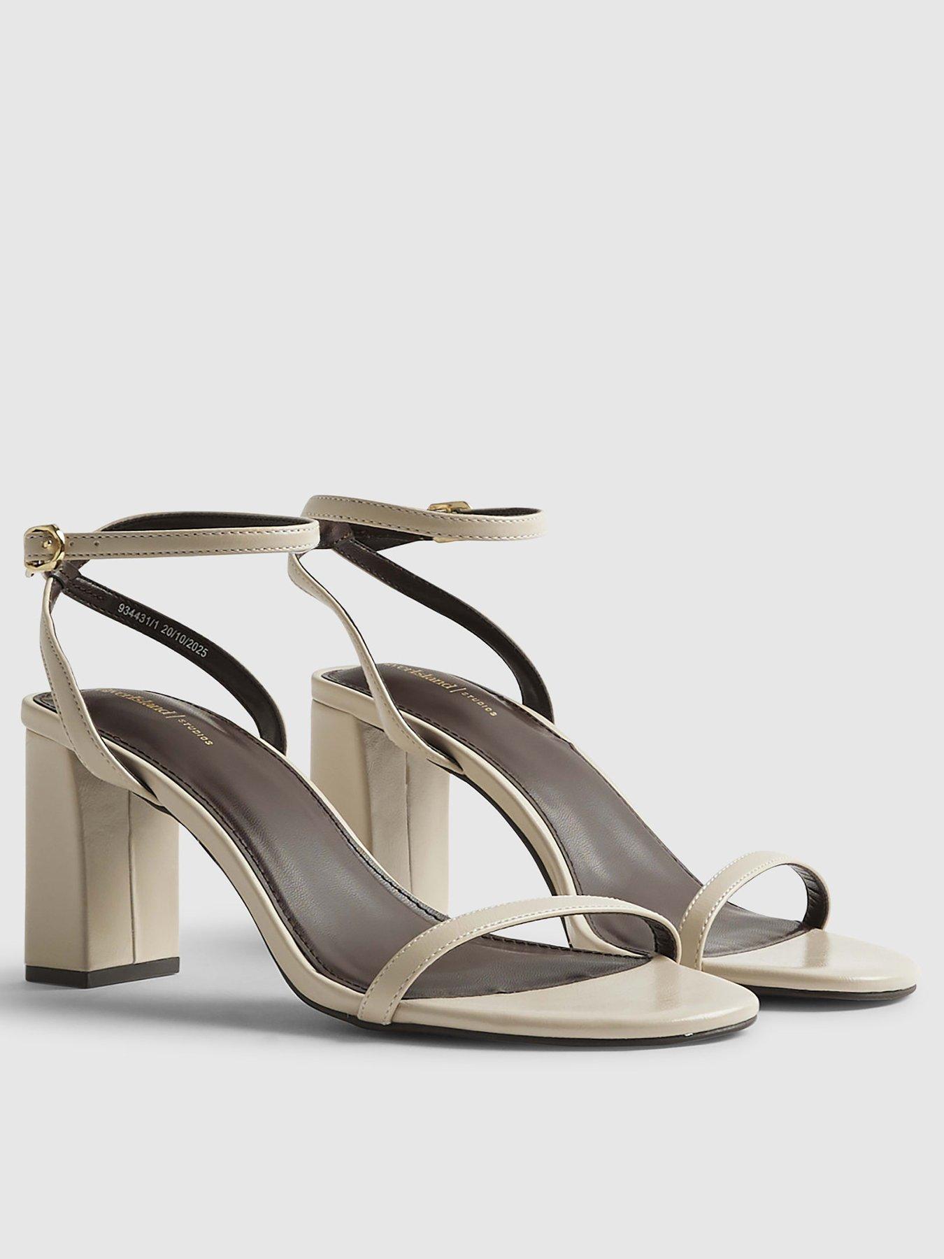 River Island Cream Wide Fit Block Heeled Open Toe Sandals
