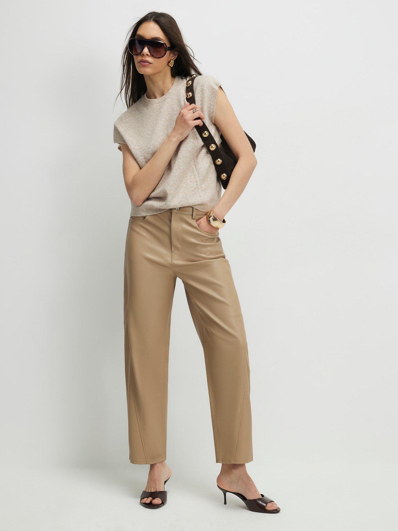 River Island Faux Leather Barrel Leg Trousers
