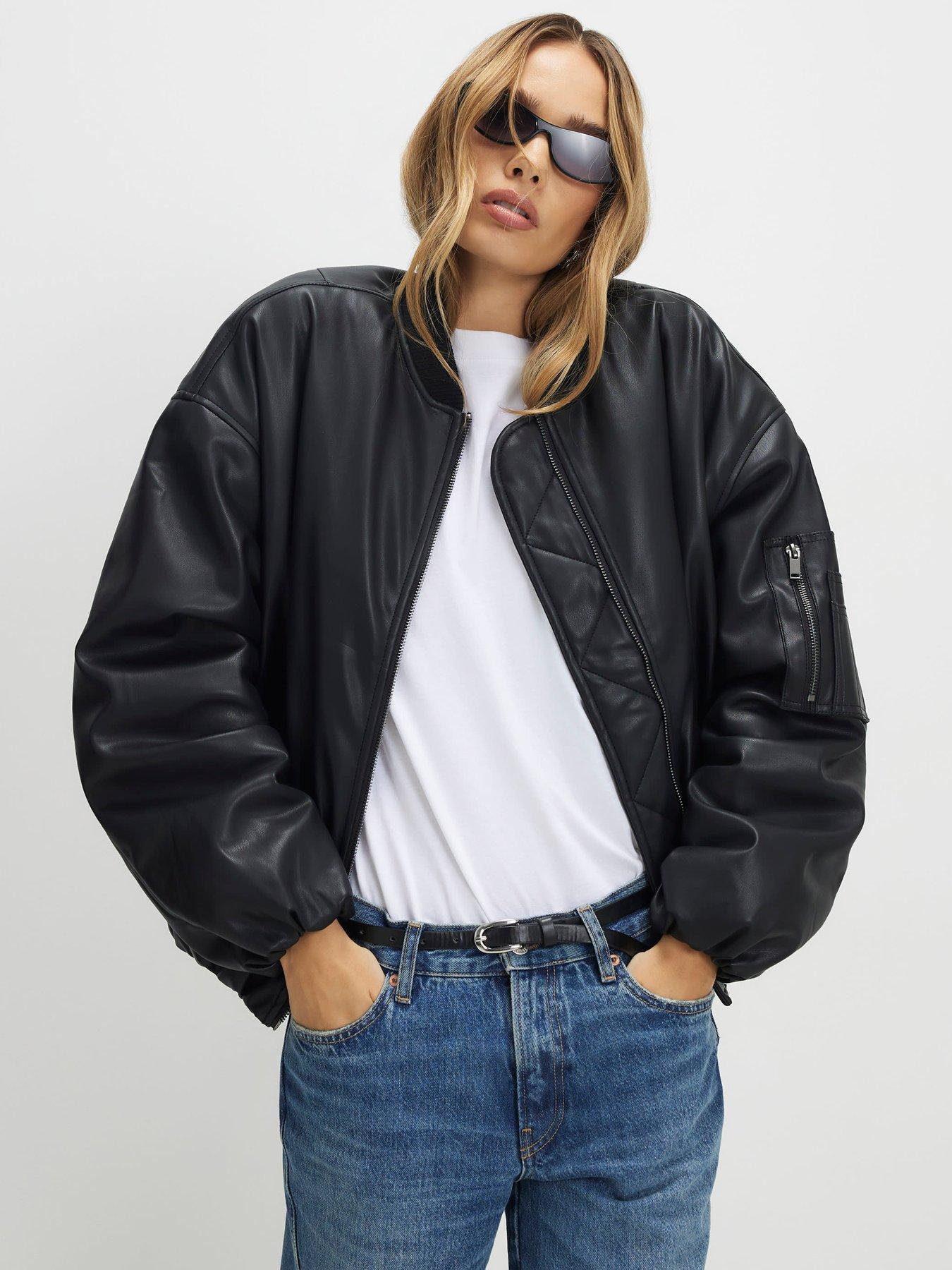 River Island Faux Leather Bomber Jacket