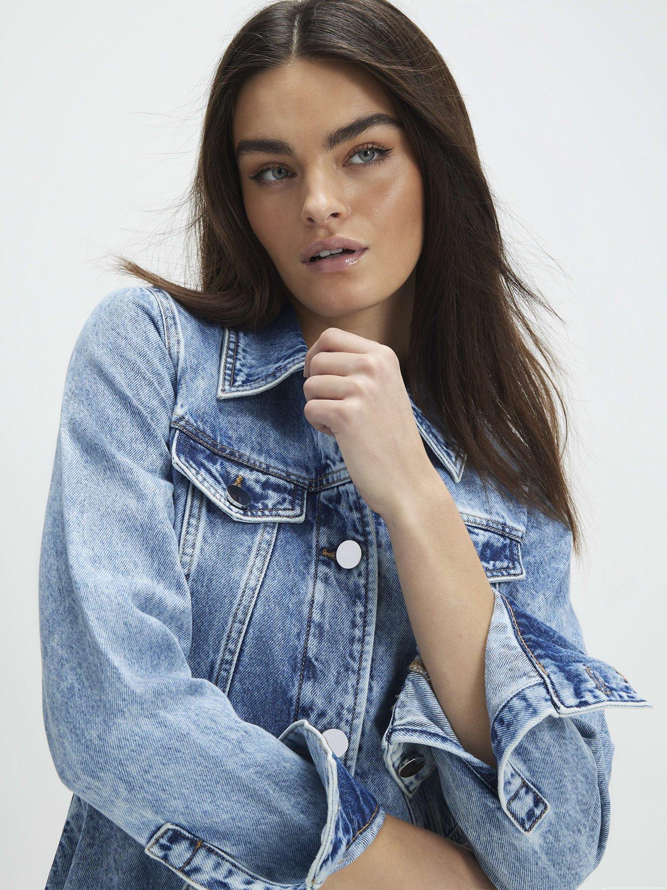 Image 4 of 4 of River Island Long Sleeve Denim Mini Shirt Dress