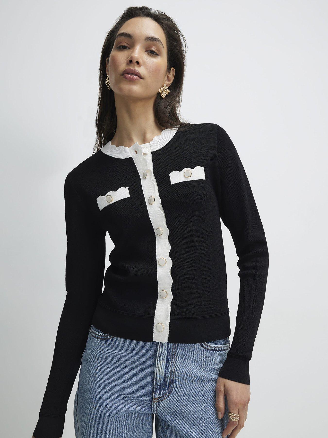 Image 1 of 4 of River Island Fitted Tipped Neat Cardigan