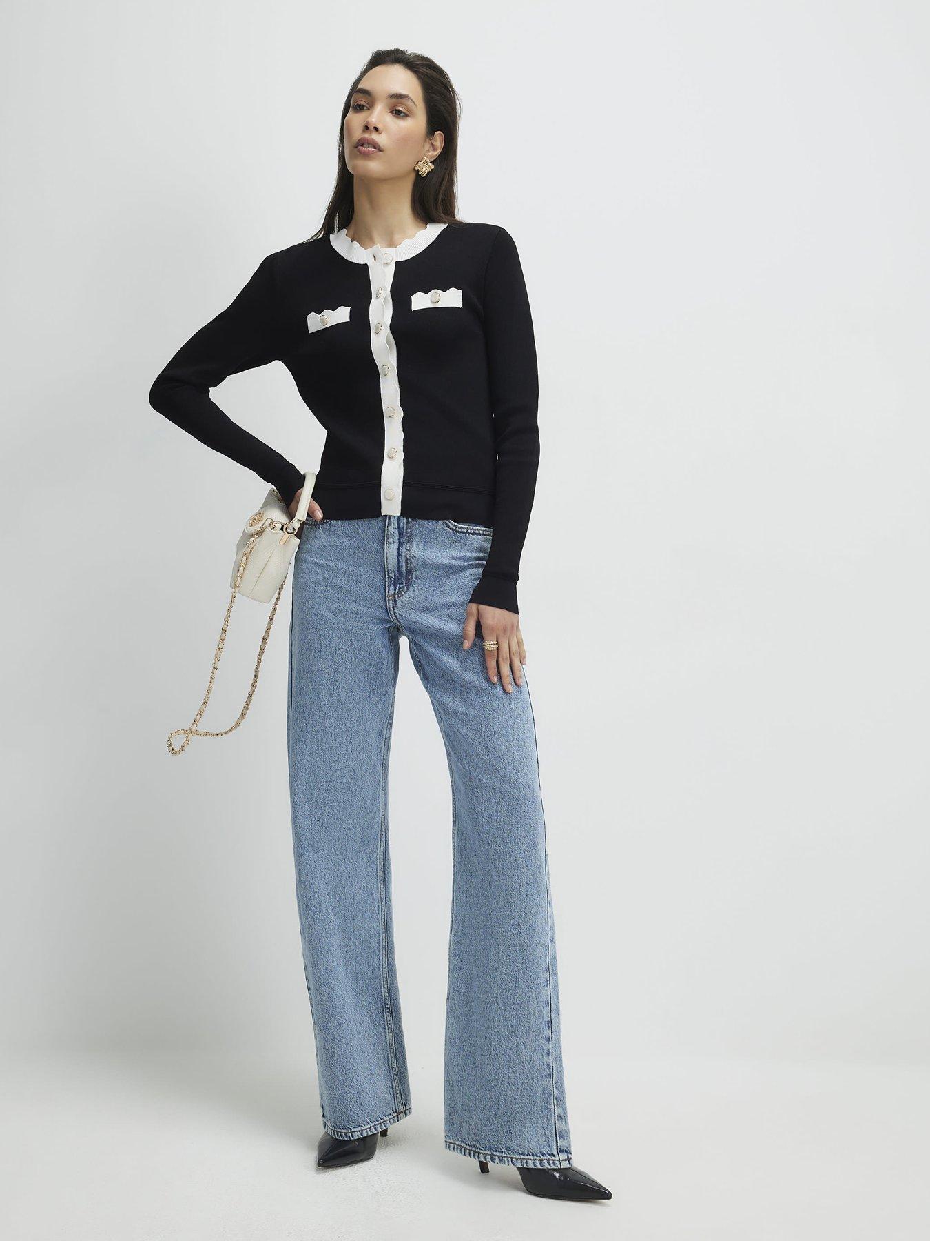 Image 3 of 4 of River Island Fitted Tipped Neat Cardigan