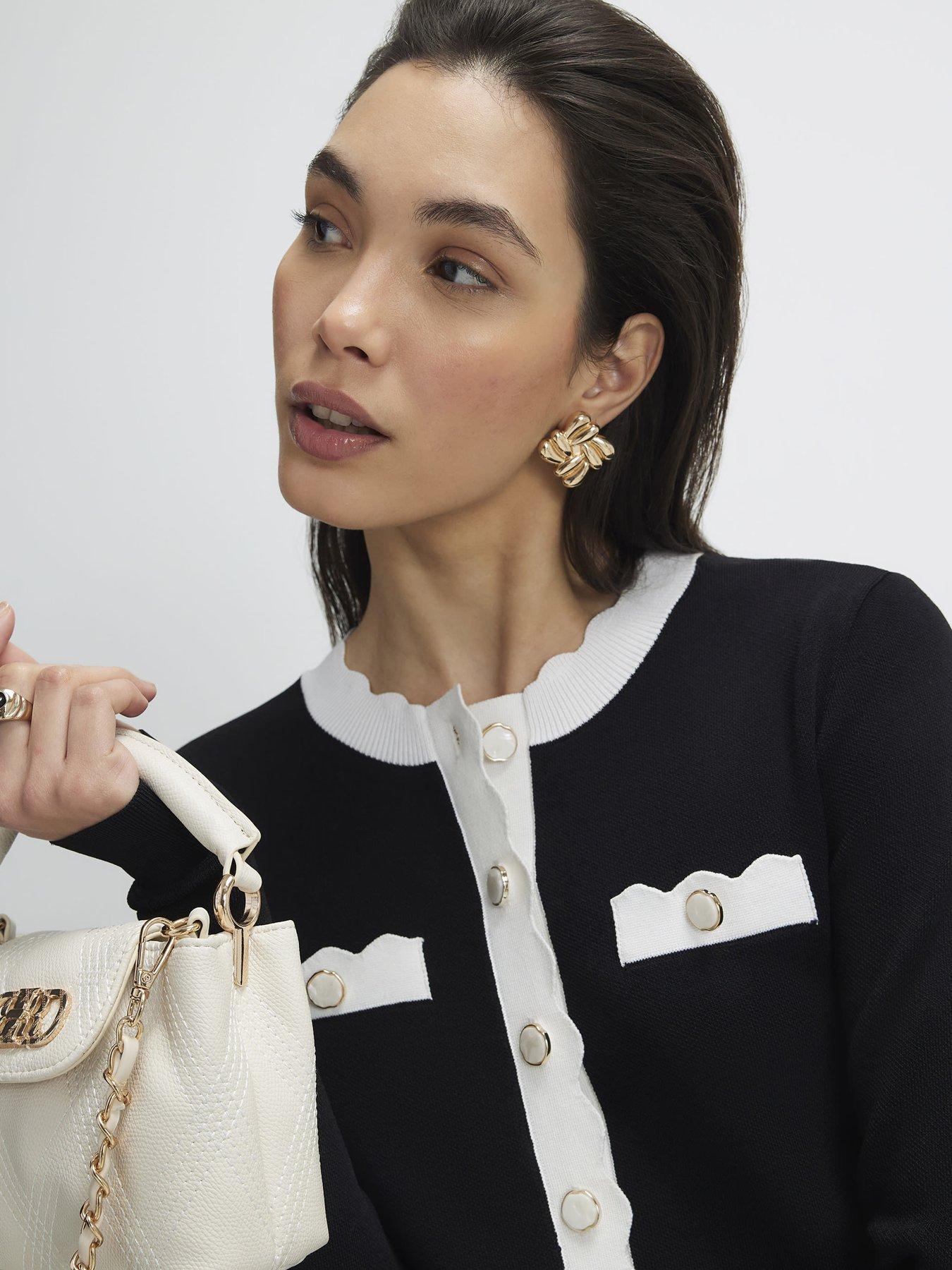 Image 4 of 4 of River Island Fitted Tipped Neat Cardigan