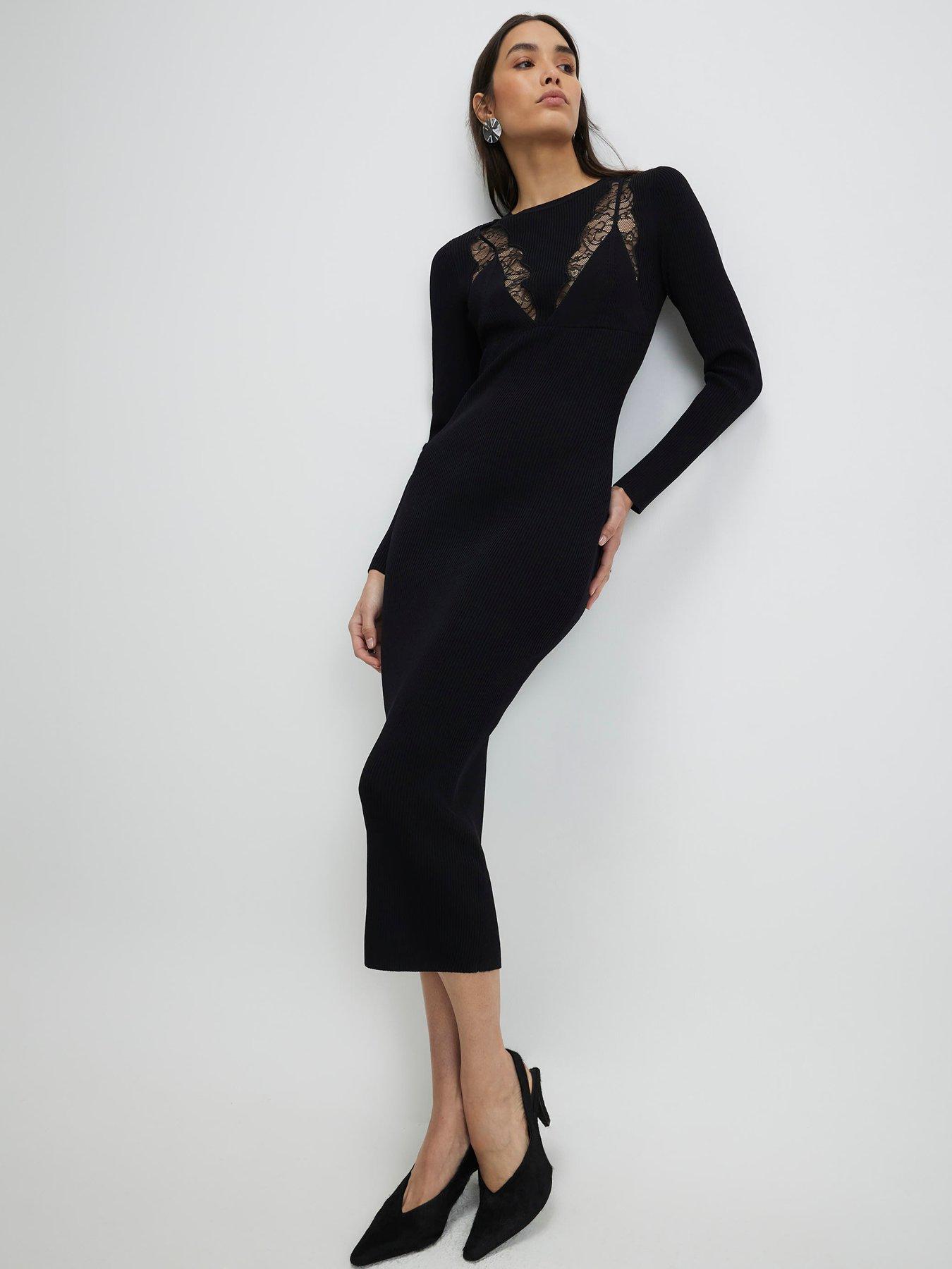 River Island Lace Insert Rib Dress