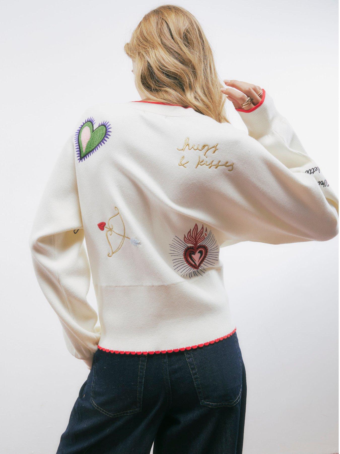 Image 2 of 4 of River Island Knitted Embroidered Heart Cardigan